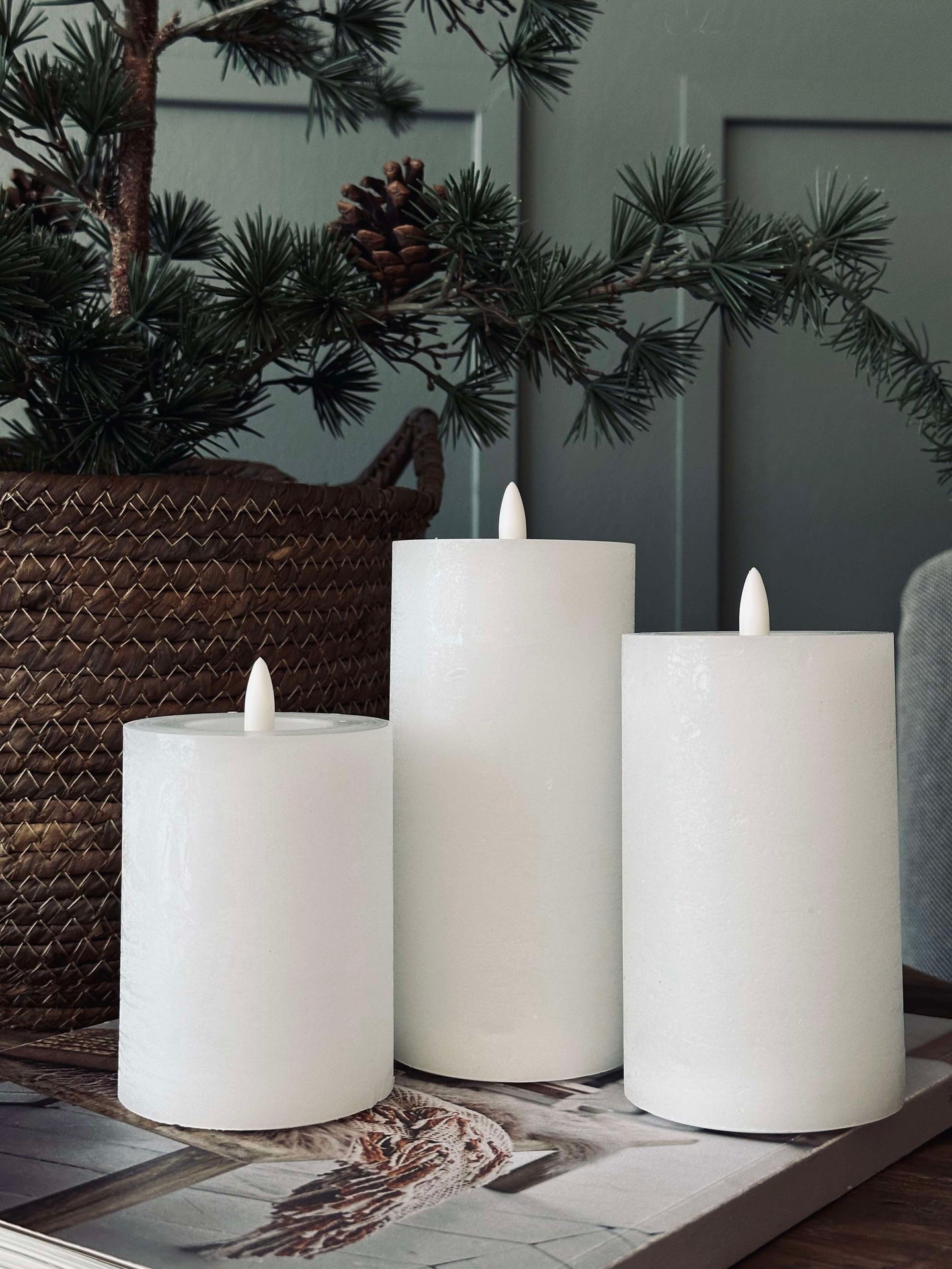 LED Kubelys / Hvit – 3 stk Rustikk lys