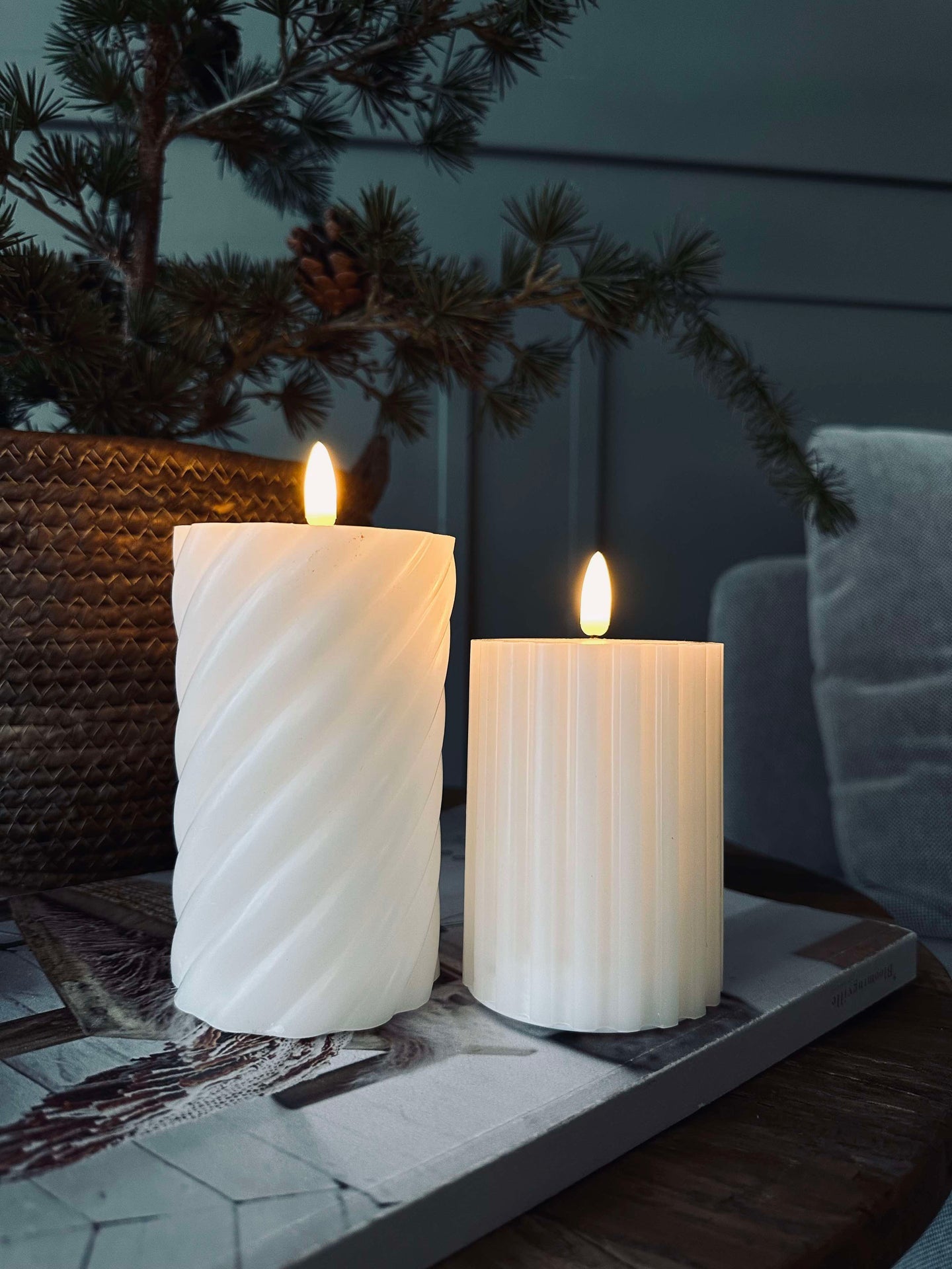 LED blokklys / Design – 2 stk Hvit stripe