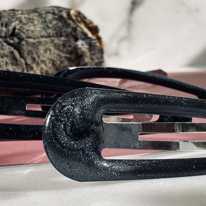 Hårspenner Black / Grey Shimmer - 4 stk.