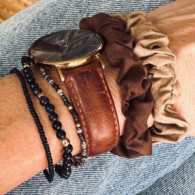 Hårelastikker Scrunchie Brown - 2 stk