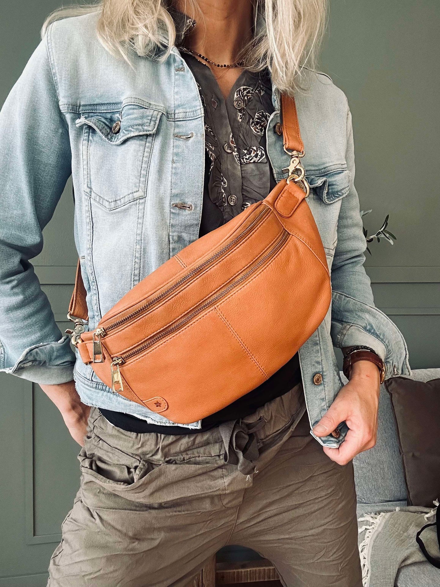 Bumbag Astrid - Cognac / Gull