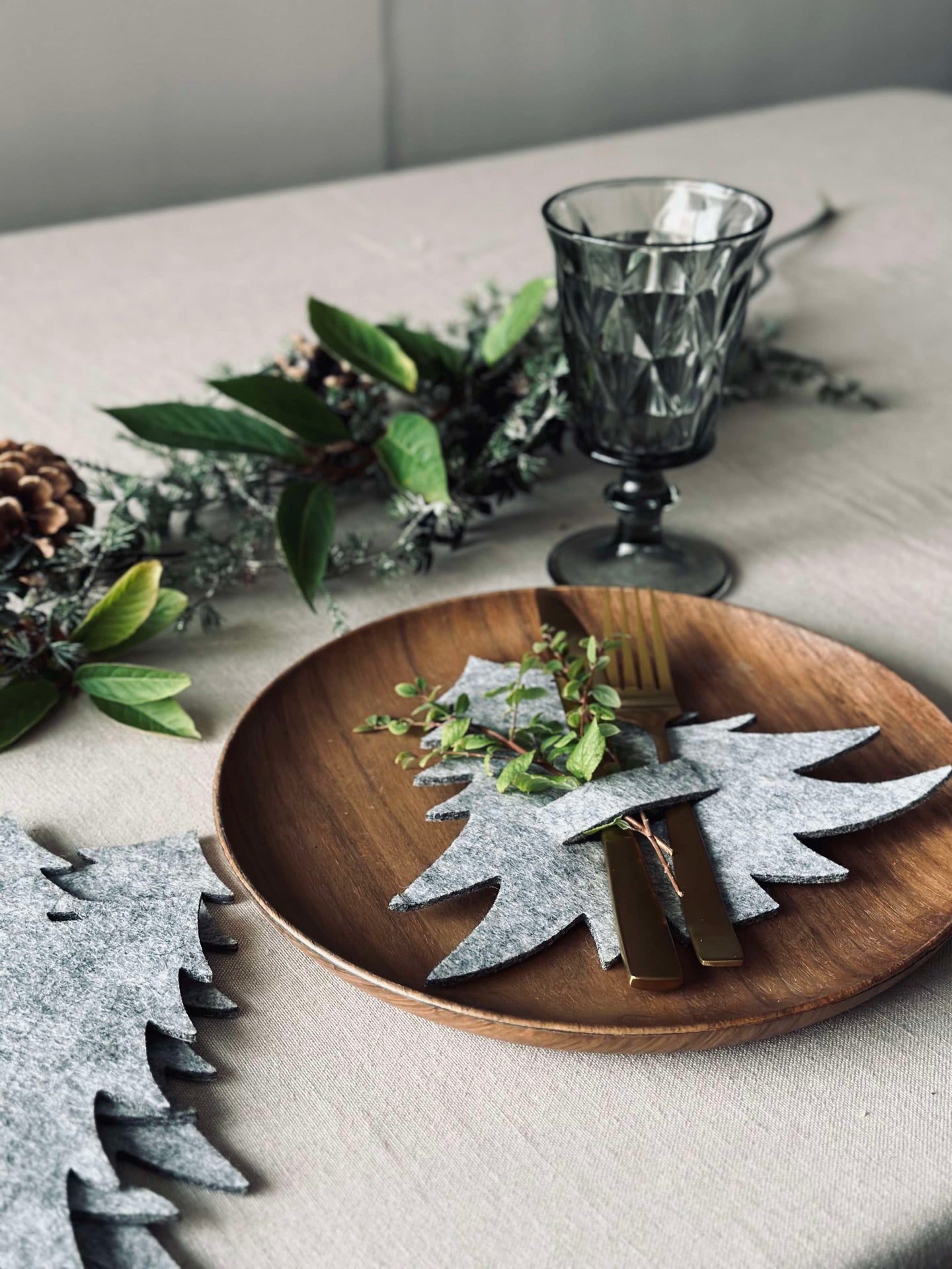 Juletre til borddekning - Grå 4 stk