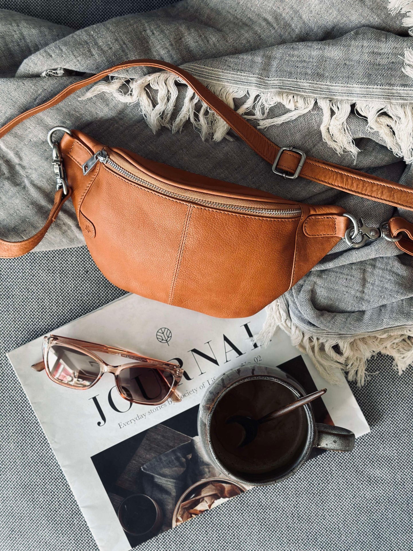 Bumbag Molly - Cognac / sølv