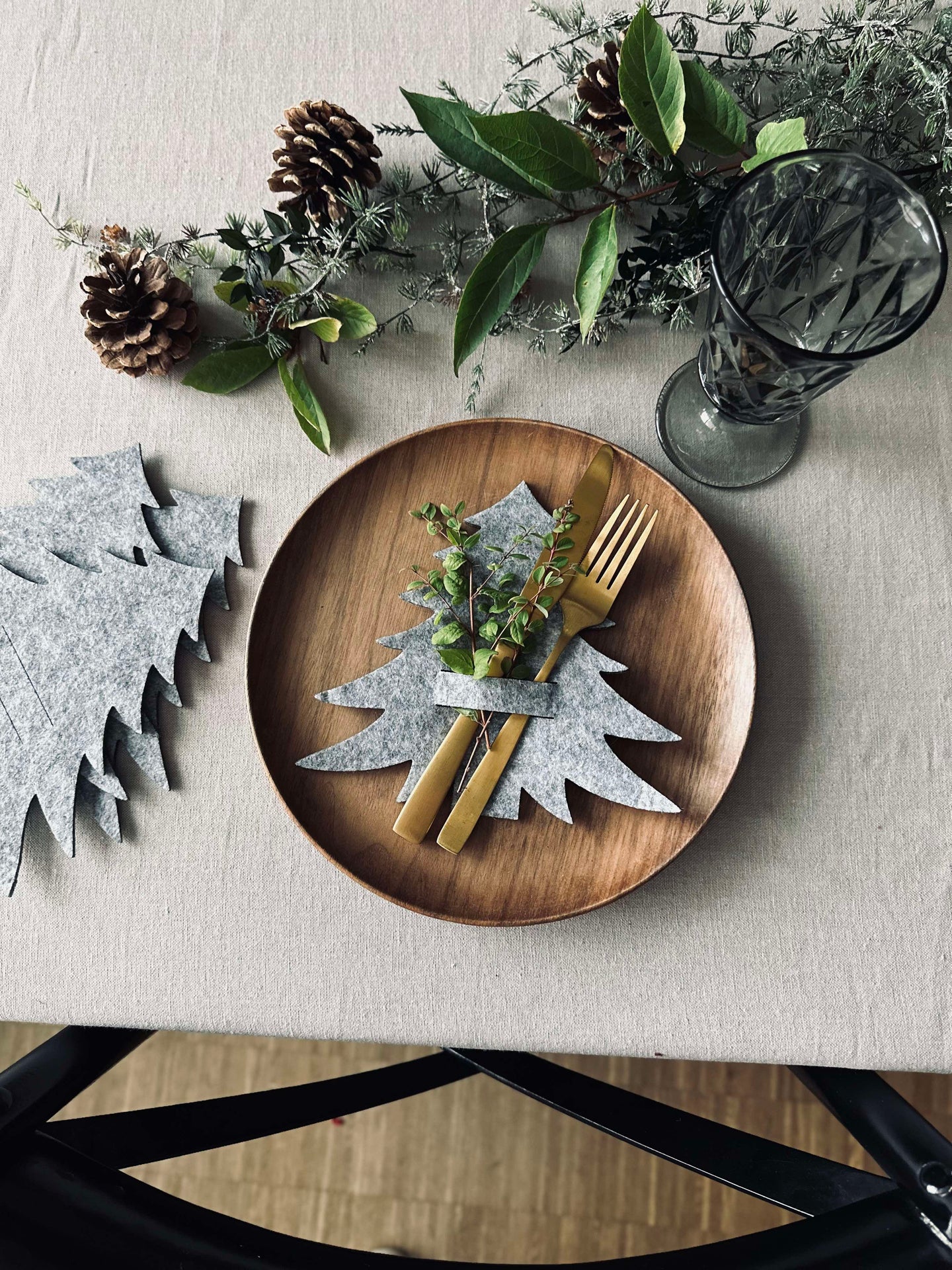 Juletre til borddekning - Grå 4 stk