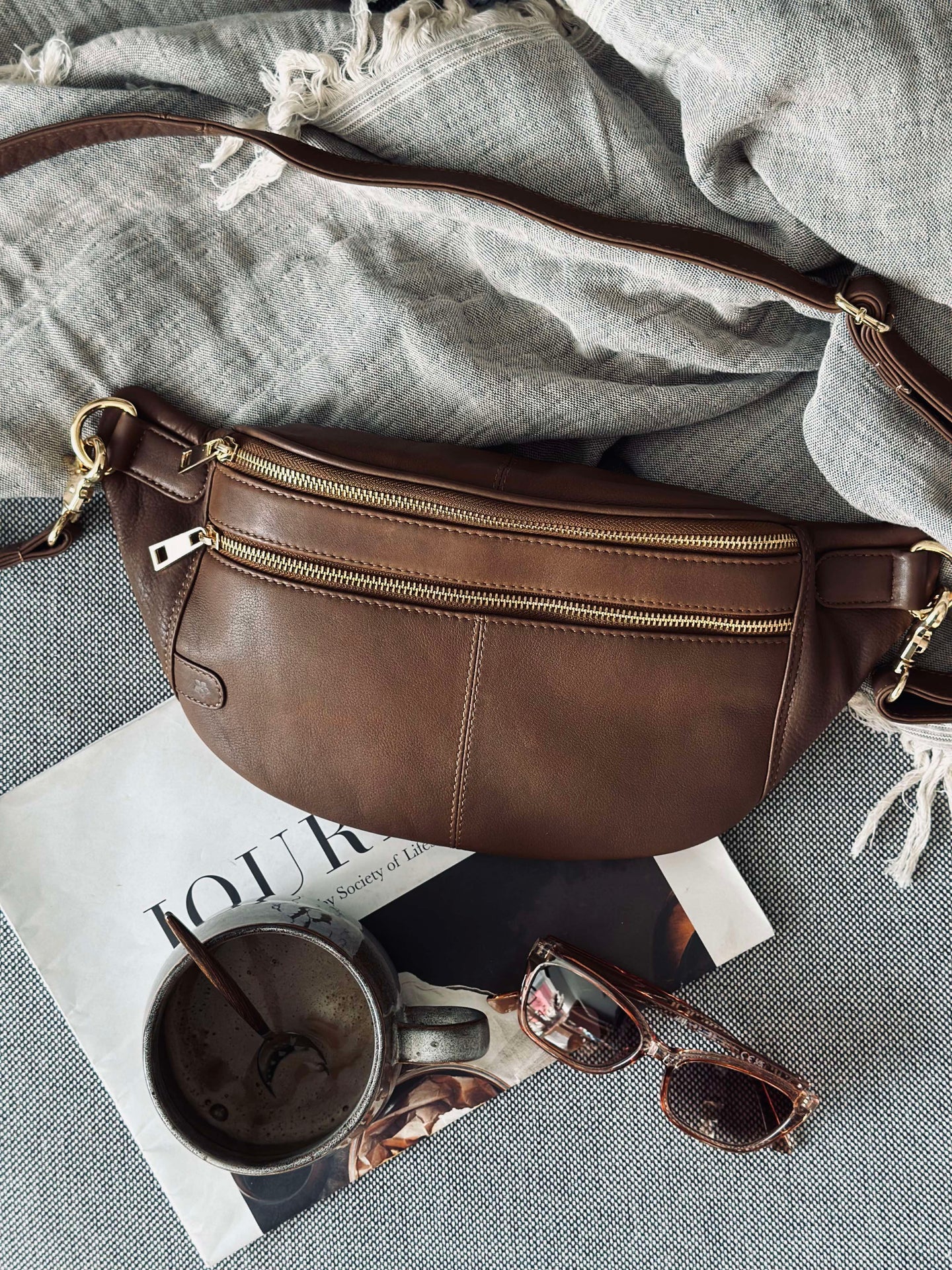 Bumbag Astrid - Coffee / Gold