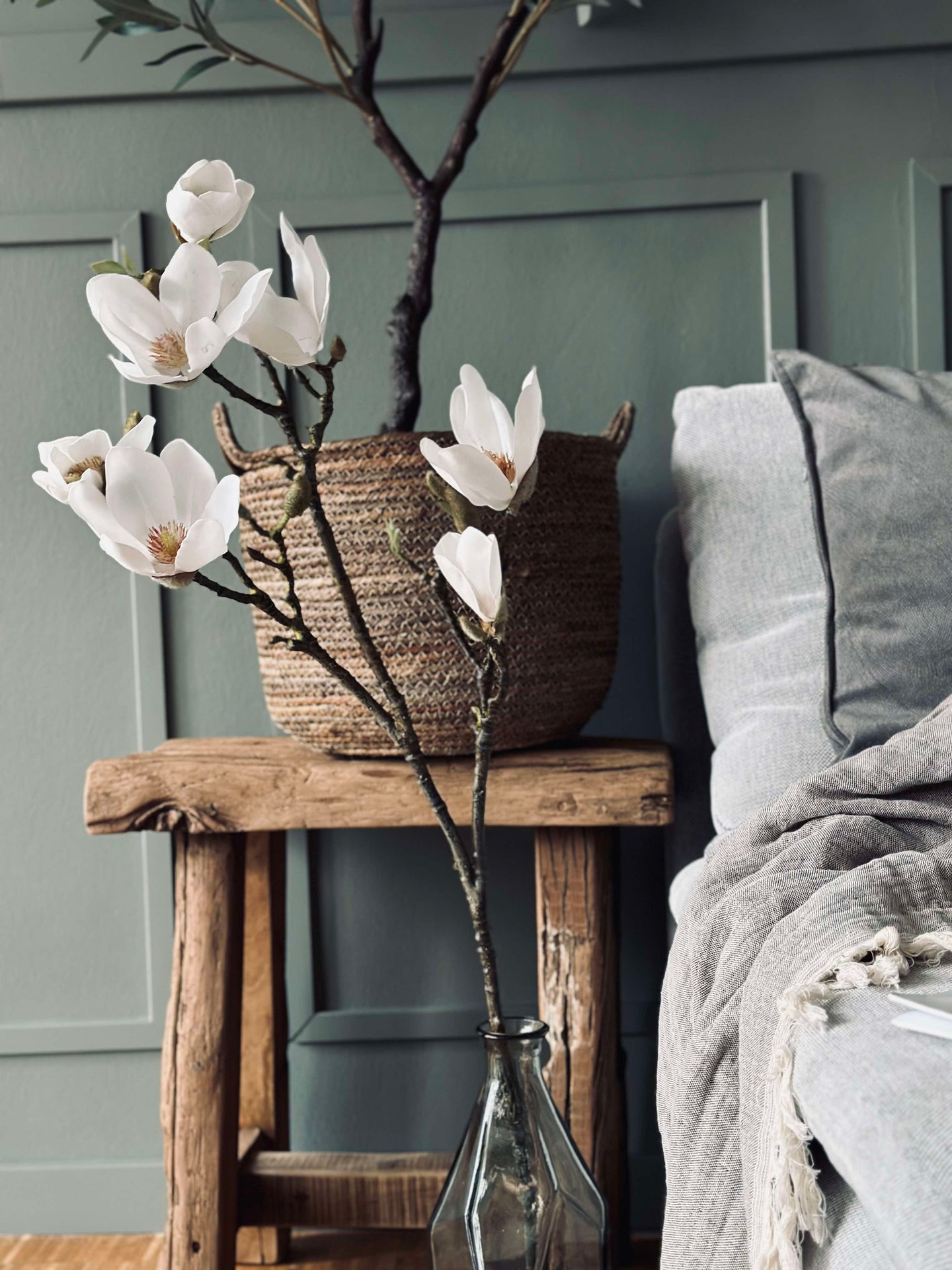 Blomst Magnolia - Hvit 88 cm