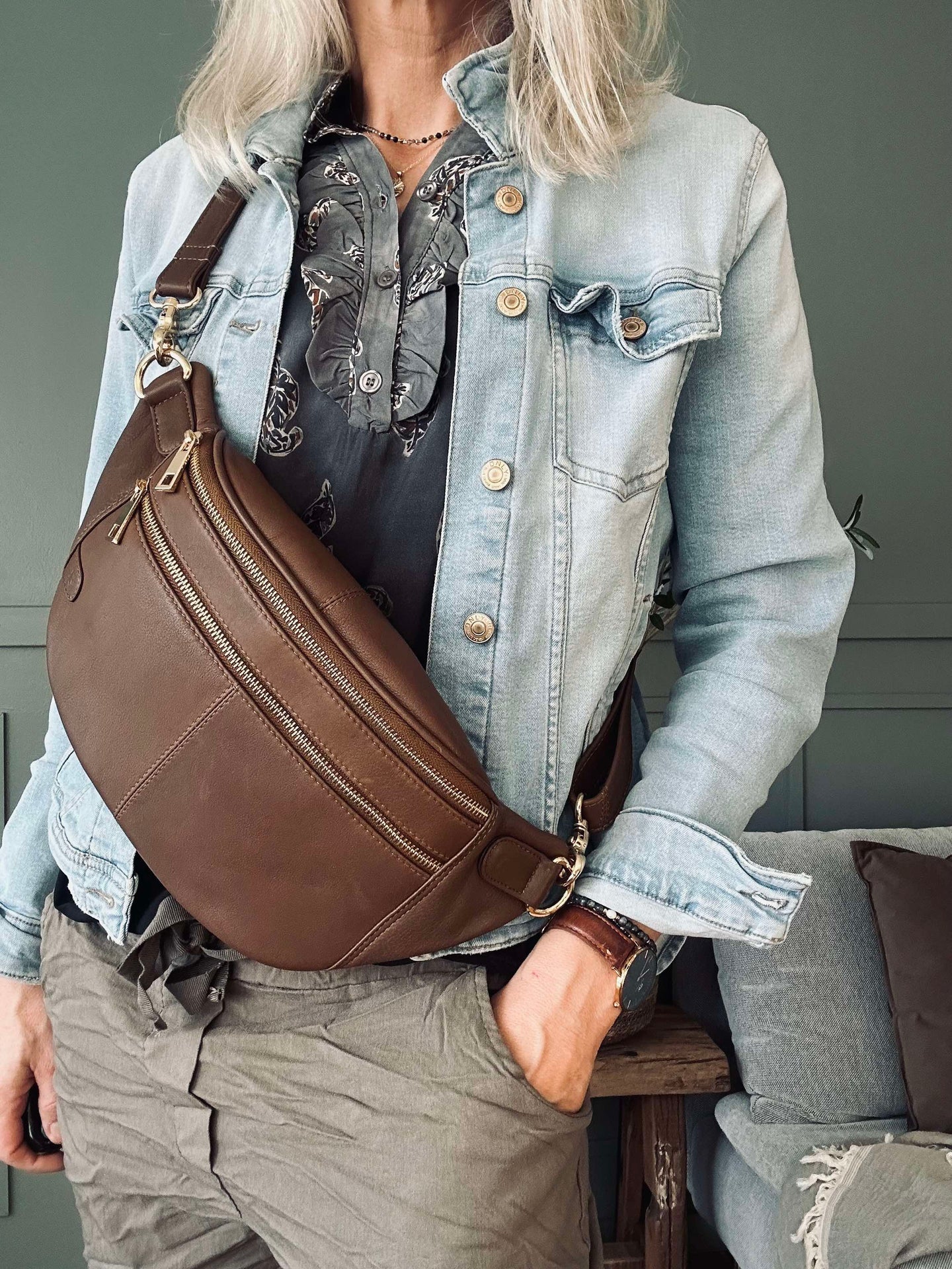 Bumbag Astrid - Coffee / Gold