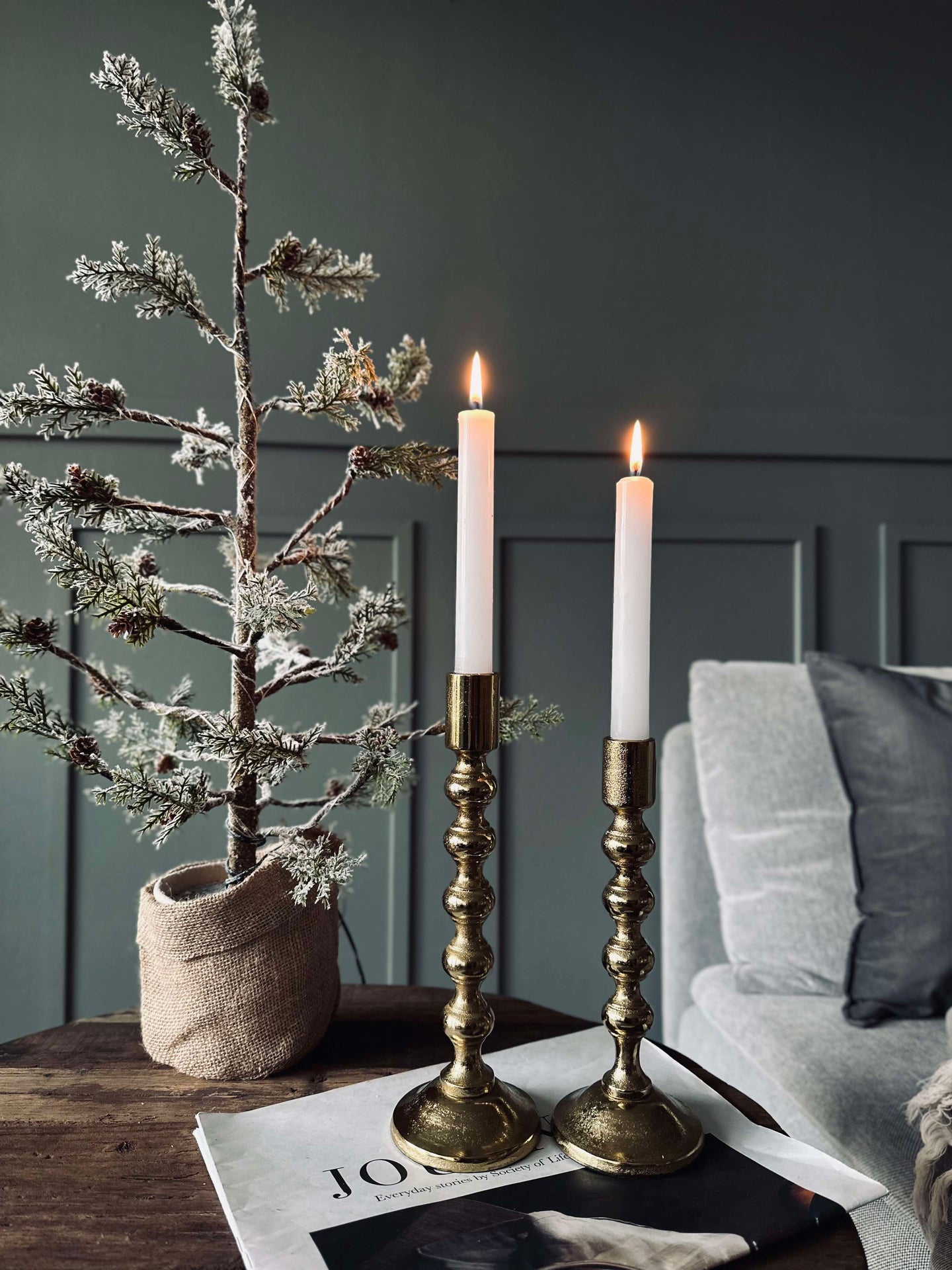 Lysestake med kuler H 21 cm