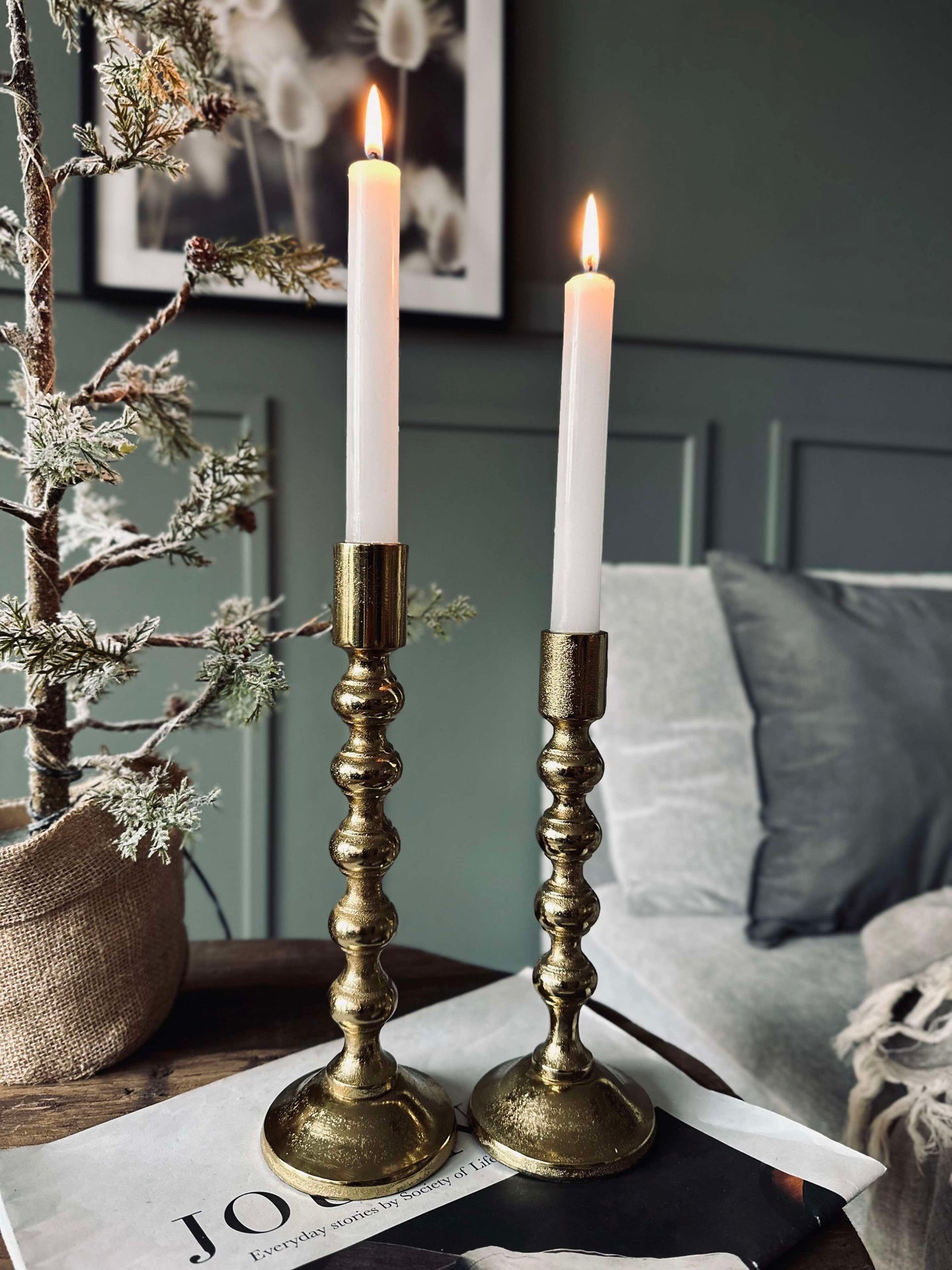 Lysestake med kuler - H 23 cm