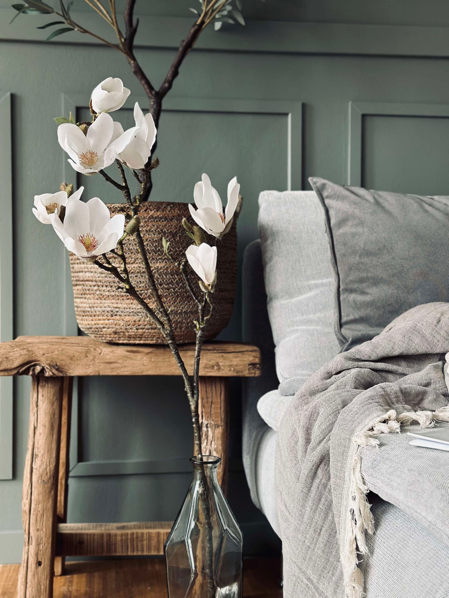 Blomst Magnolia - Hvit 88 cm