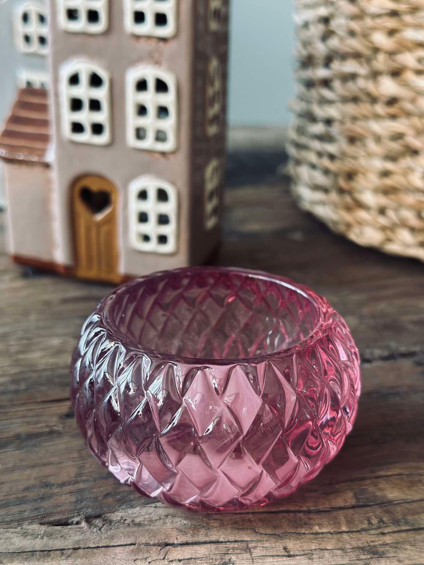 Lysestake til telys Diamond - Rosa
