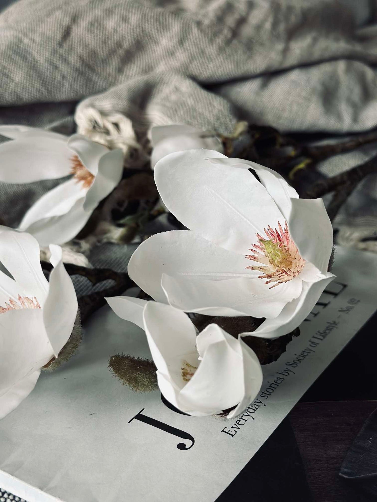 Blomst Magnolia - Hvit 88 cm
