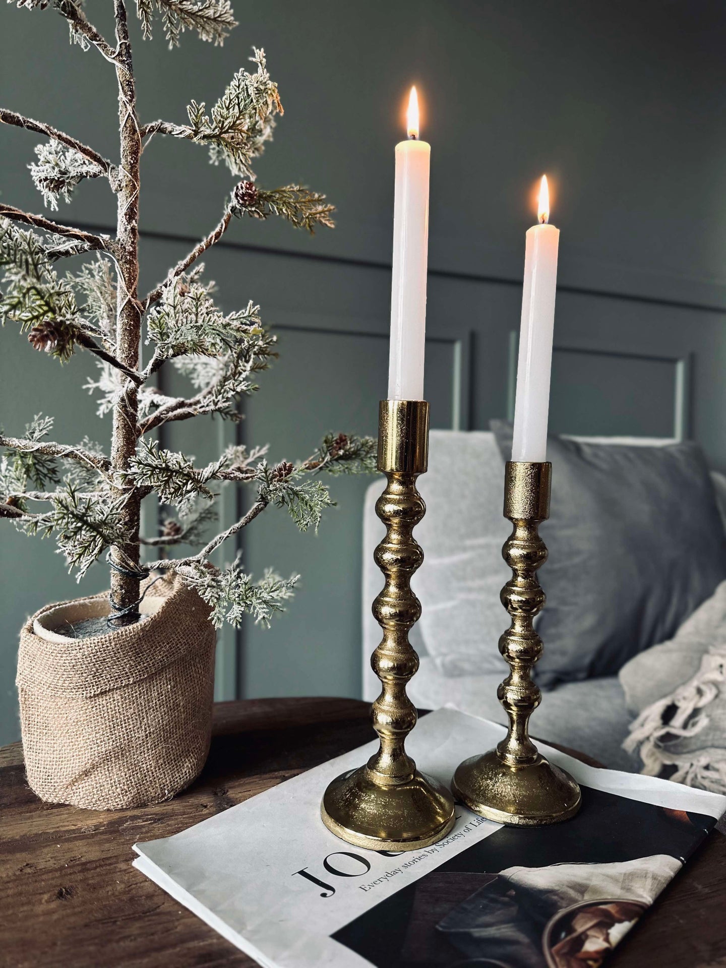 Lysestake med kuler H 21 cm