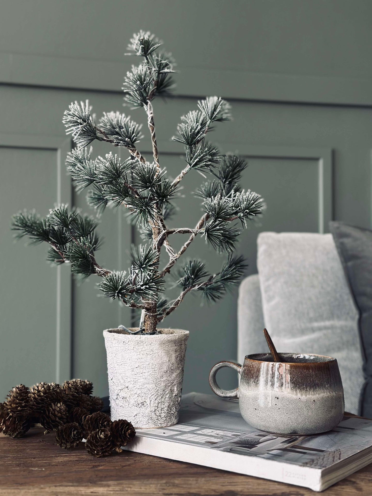 Sedertre med lyskjede - 45 cm