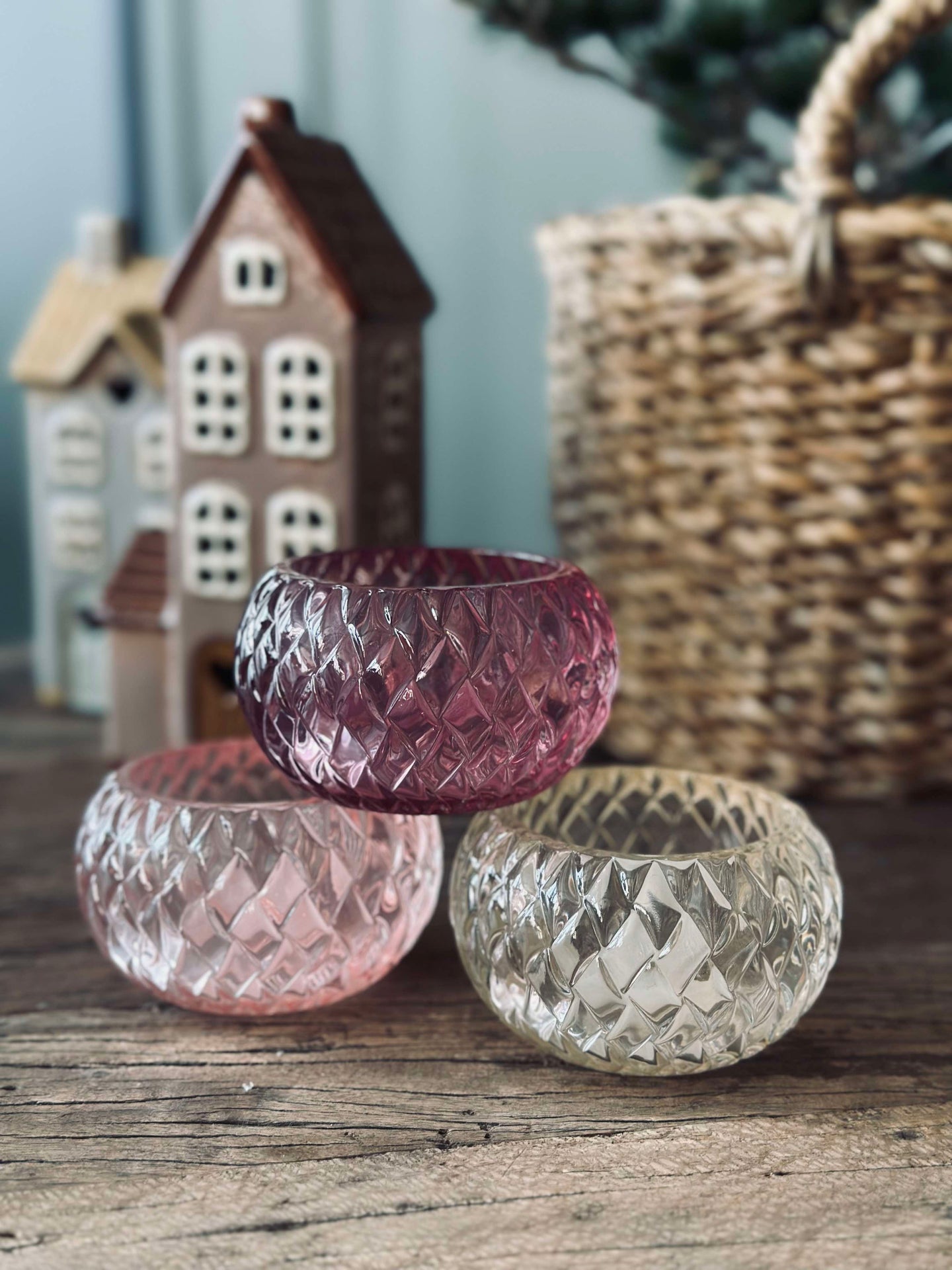 Lysestake til telys Diamond - Light Pink