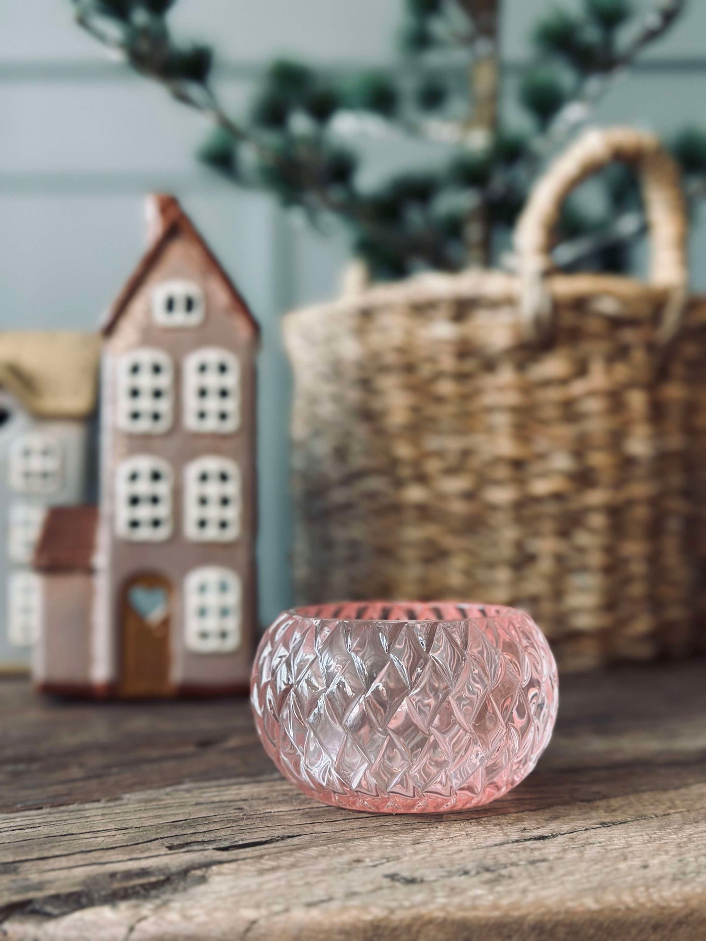 Lysestake til telys Diamond - Light Pink