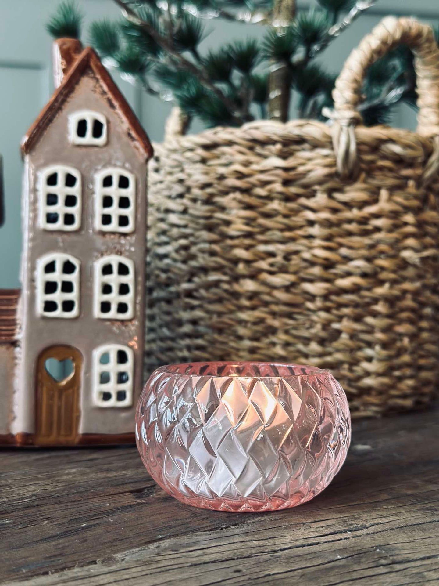 Lysestake til telys Diamond - Light Pink