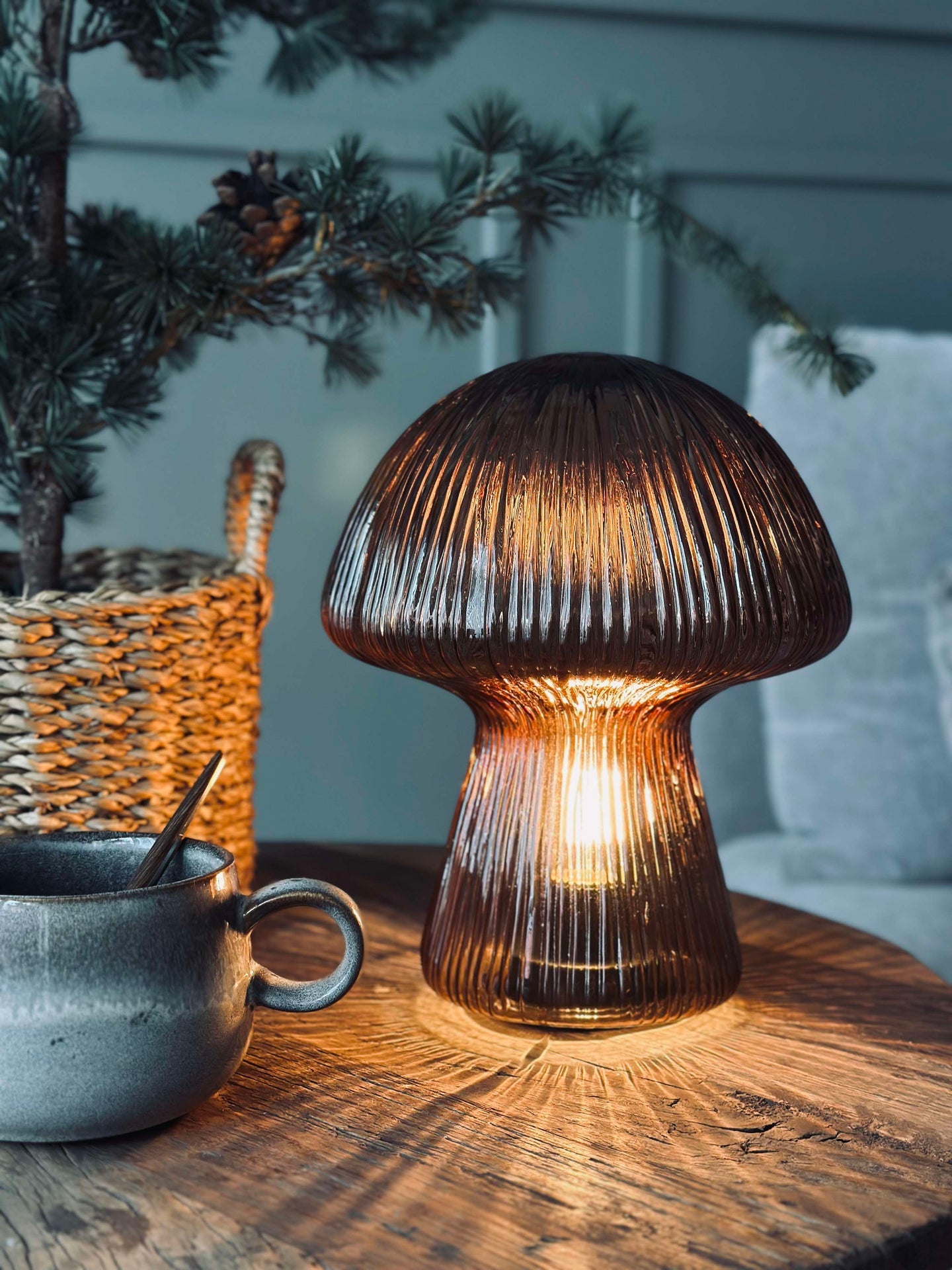 Mushroom med riller 25cm - Brun