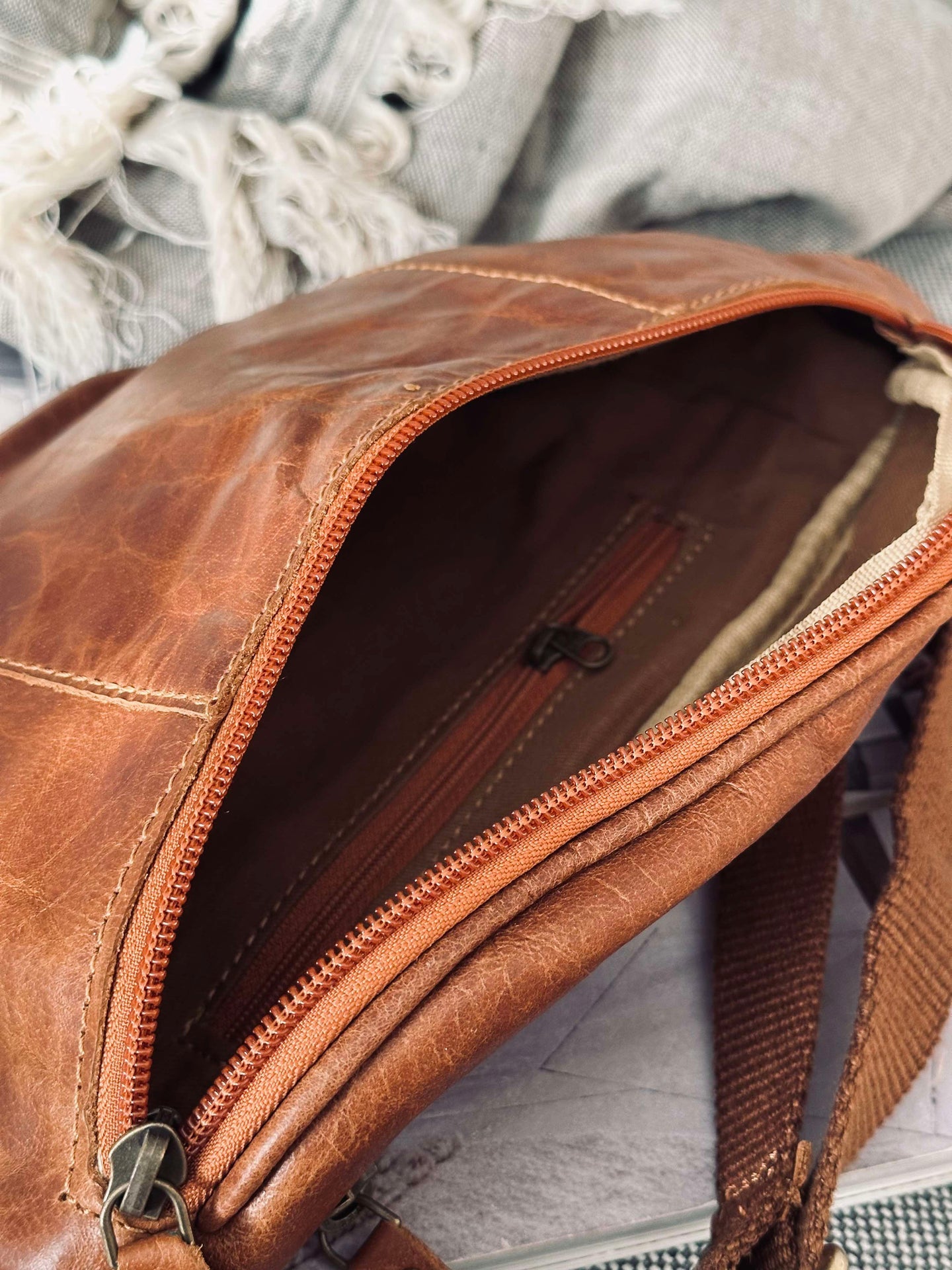 Bumbag Oline Cognac buffelskinn
