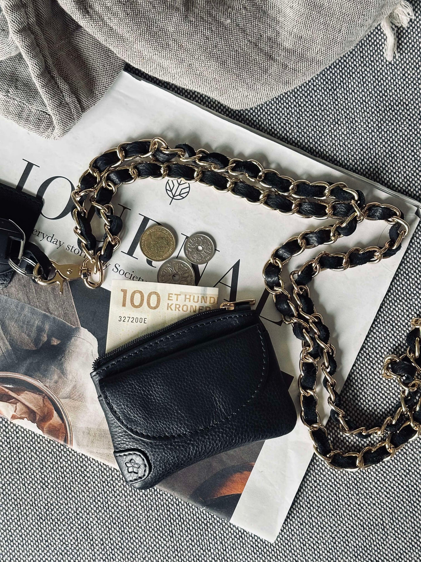 Mobil / Nøkkelsnor – Black leather