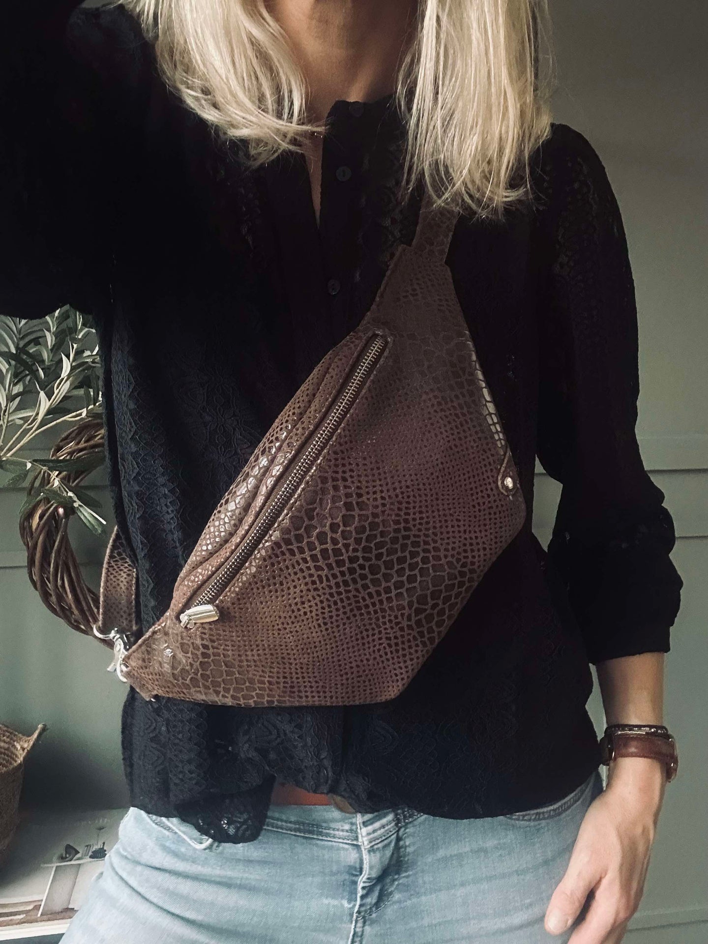 Bumbag Aura Brun Croco