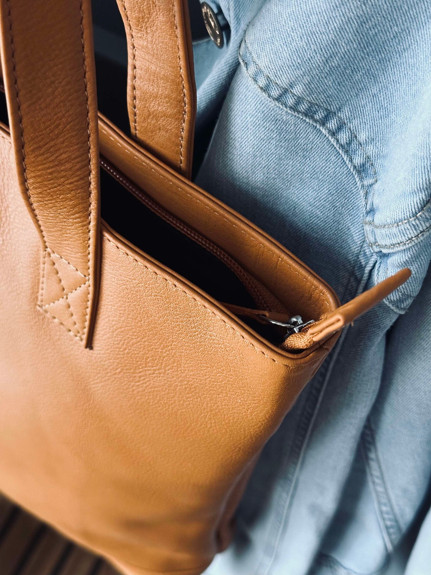 Shopper Marina i mykt skinn - Cognac