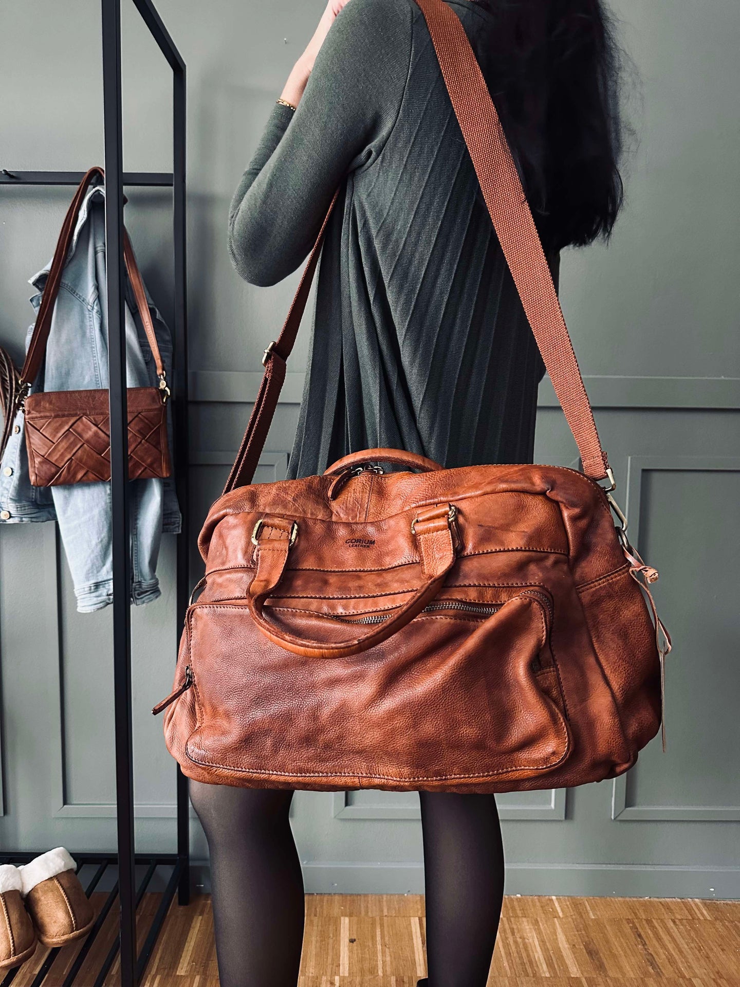 Weekendveske Raw boheme - Cognac