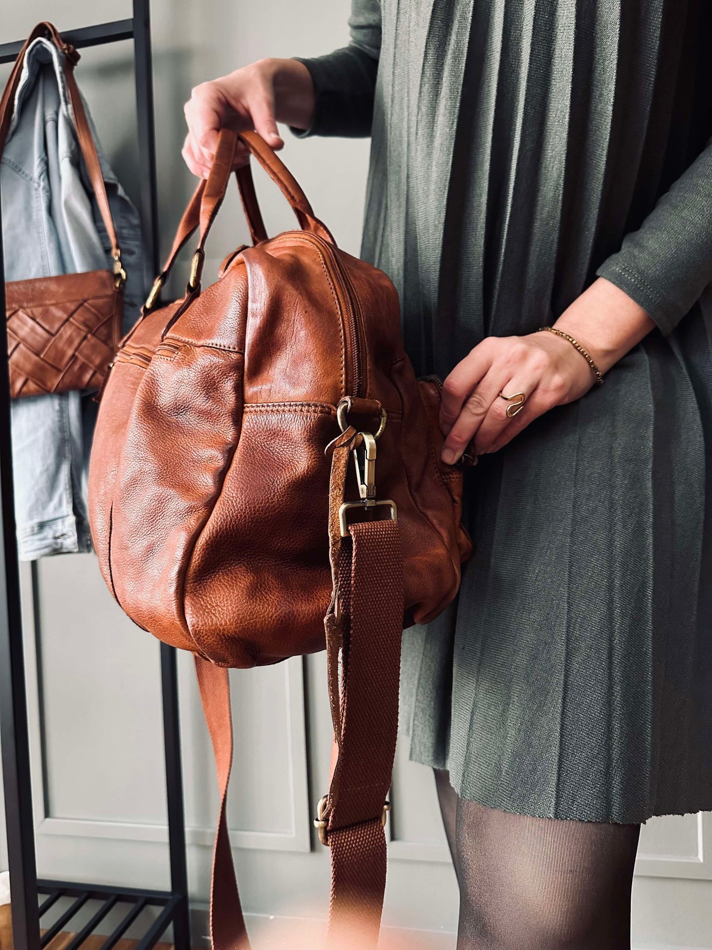 Weekendveske Raw boheme - Cognac