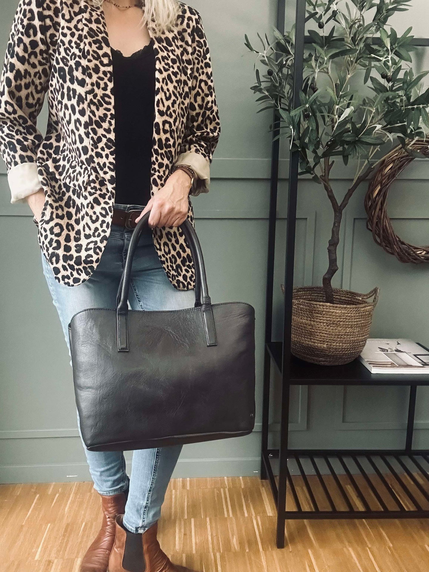 Arbeidstaske / shopper Brown  – Soft leather