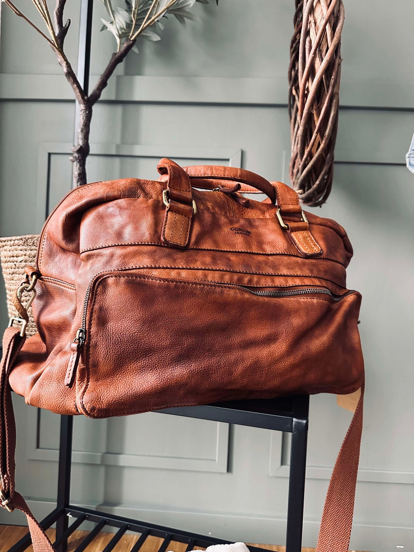 Weekendveske Raw boheme - Cognac