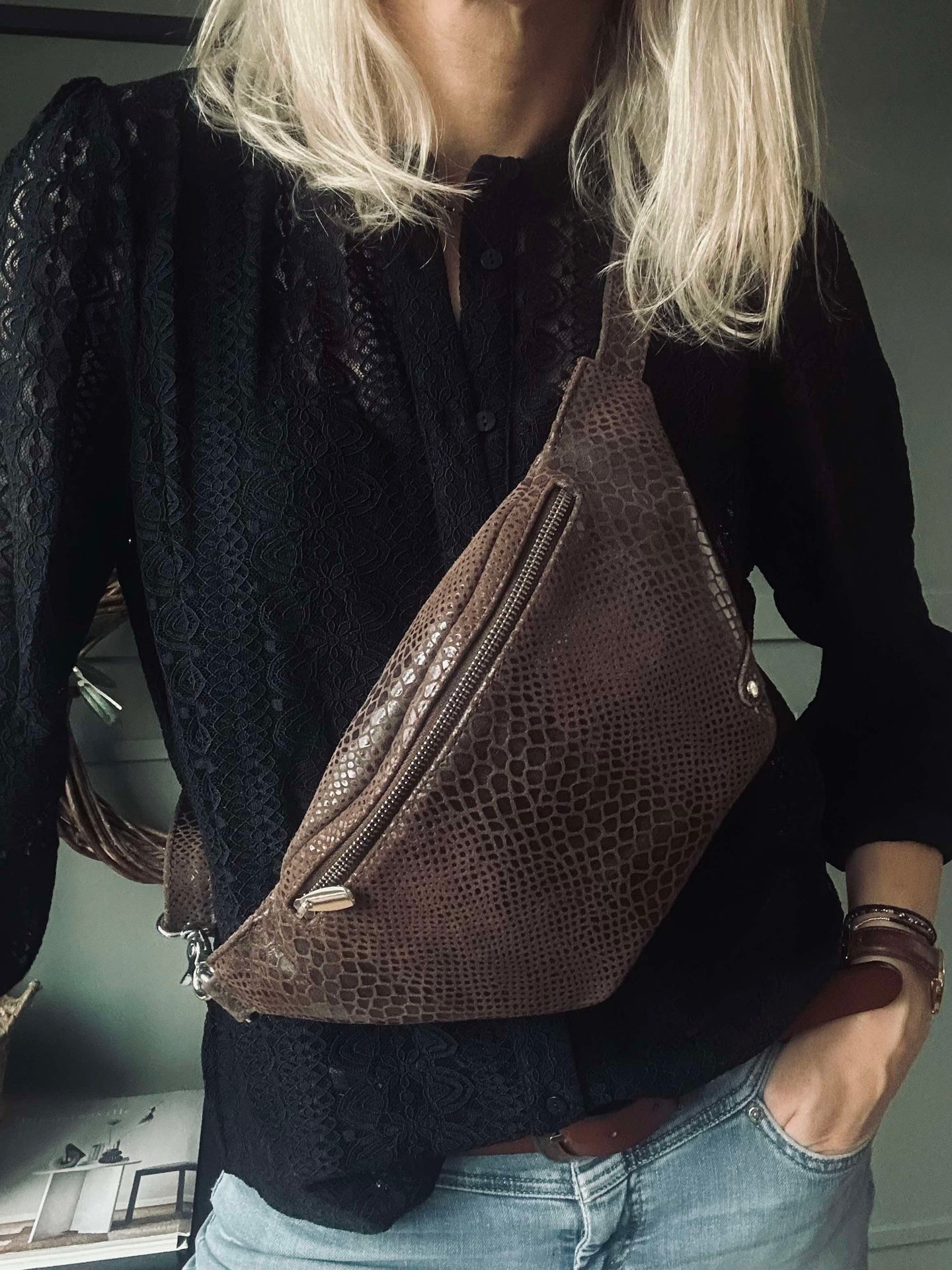 Bumbag Aura Brun Croco