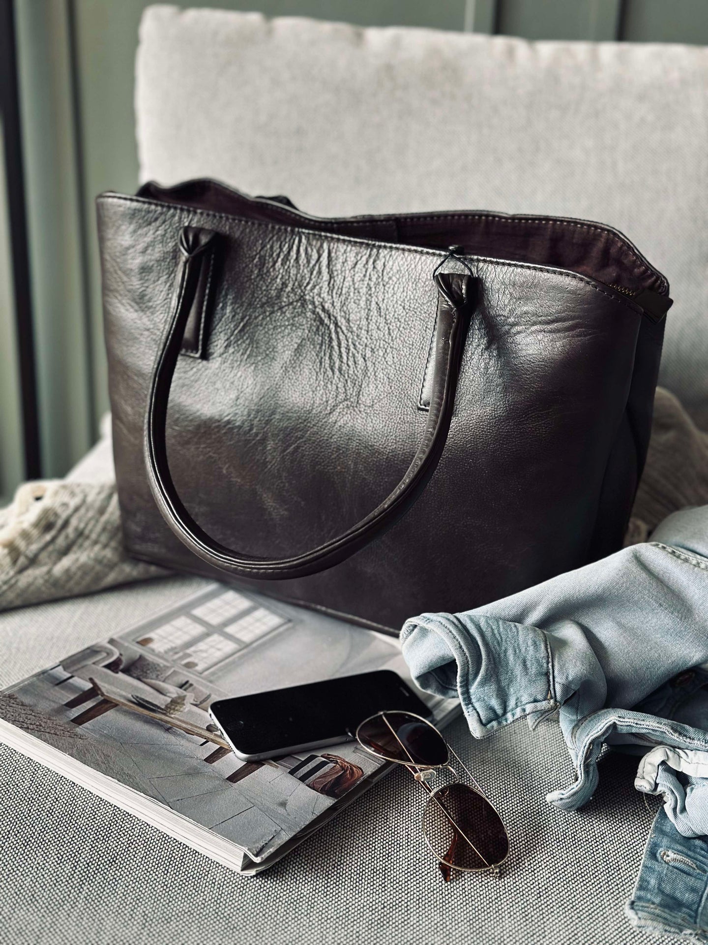 Arbeidstaske / shopper Brown  – Soft leather