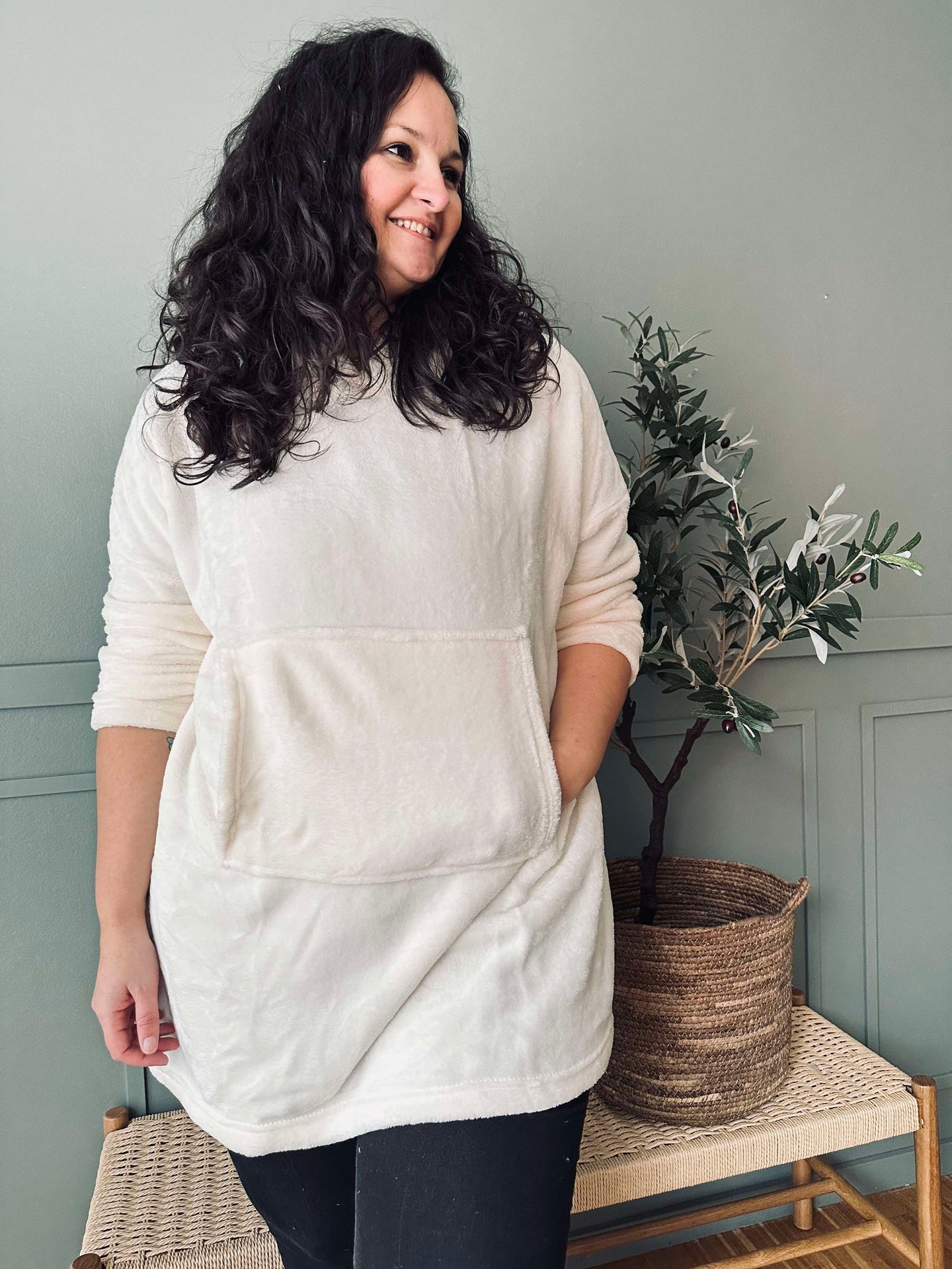 Hoodie Fleece White - Oversize
