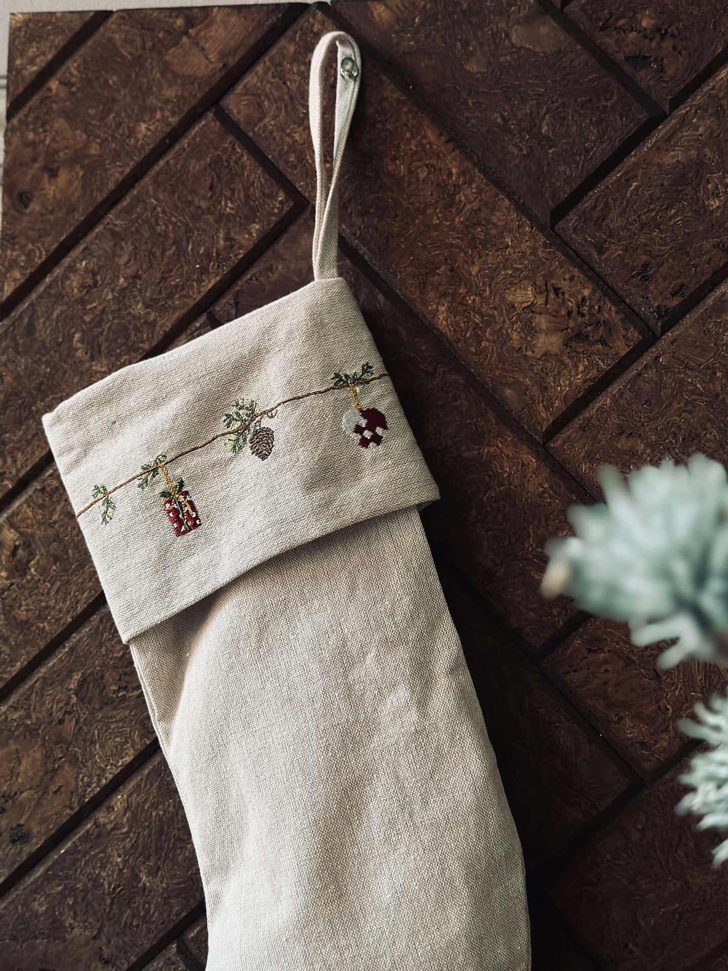 Julesokk med broderi - Nostalgi