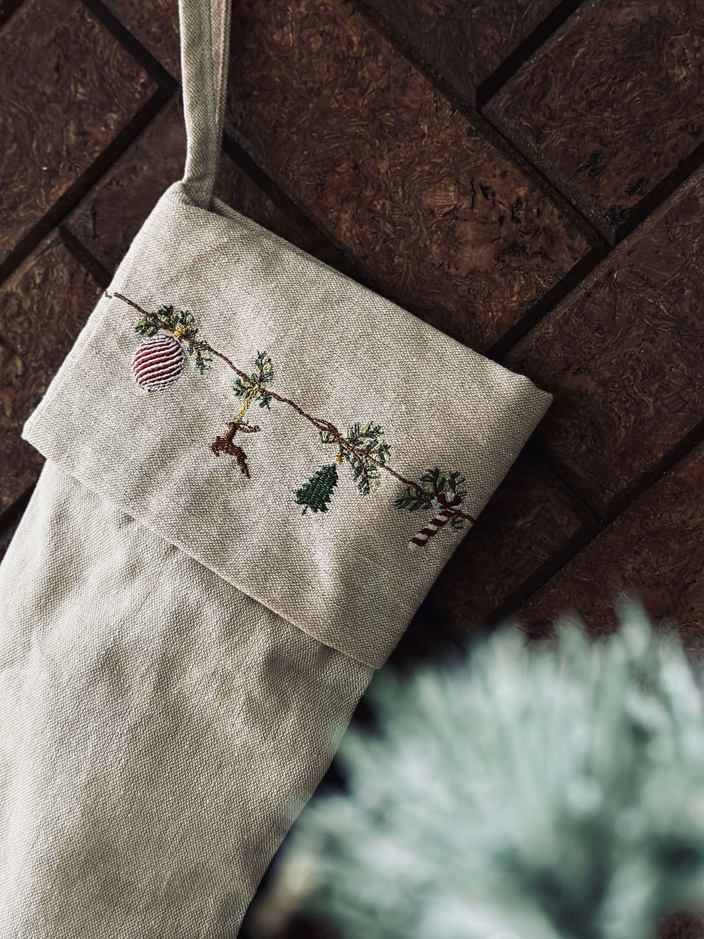 Julesokk med broderi - Nostalgi