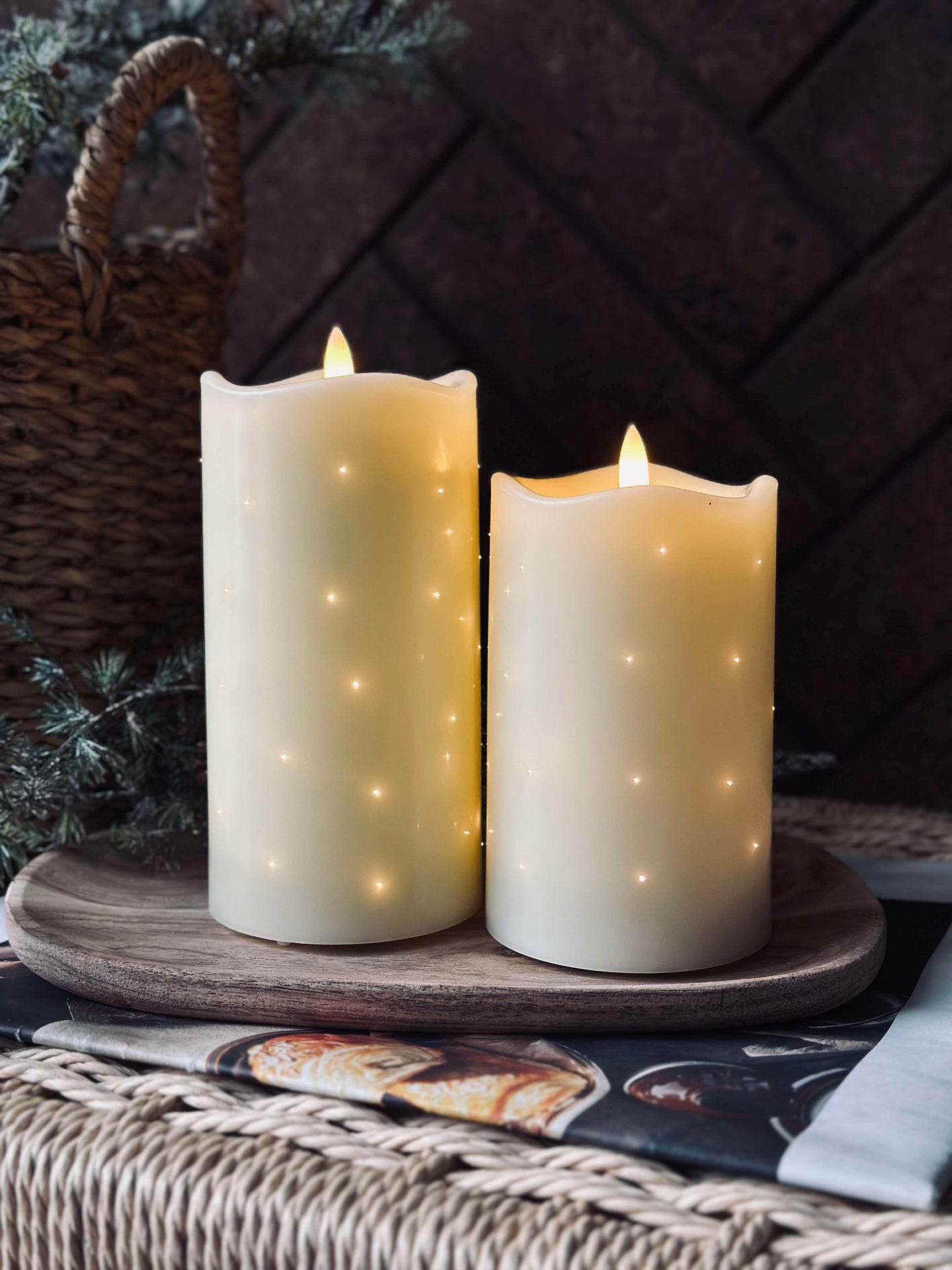 LED bloklys Twinkle - 15 cm - krem