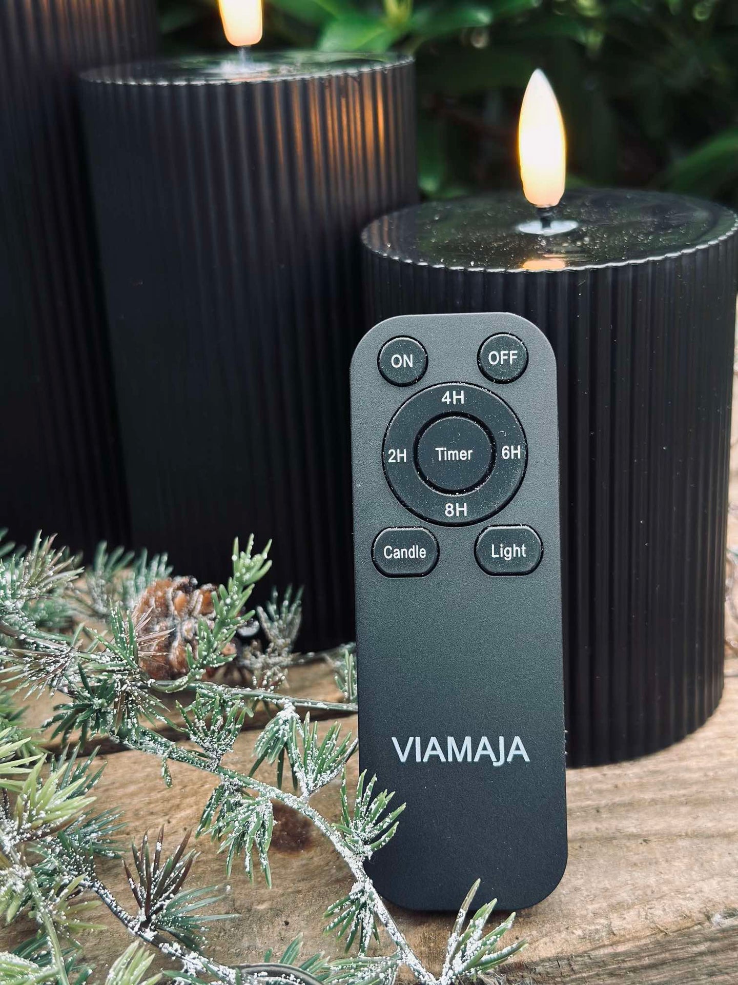 LED utendørs Bloklys med riller - Sett med 3 stk - Svart