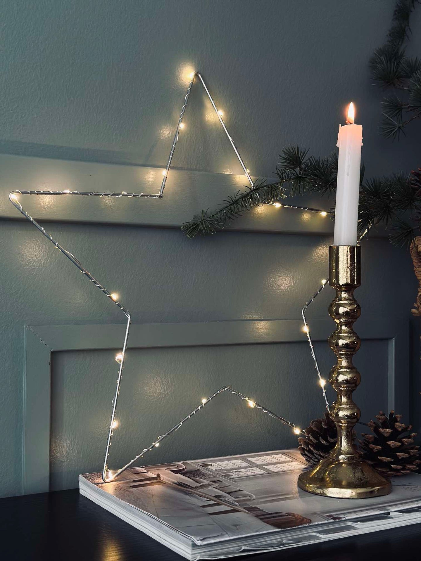 LED-stjerne sølv 45 cm - Godkjent for innendørs og utendørs