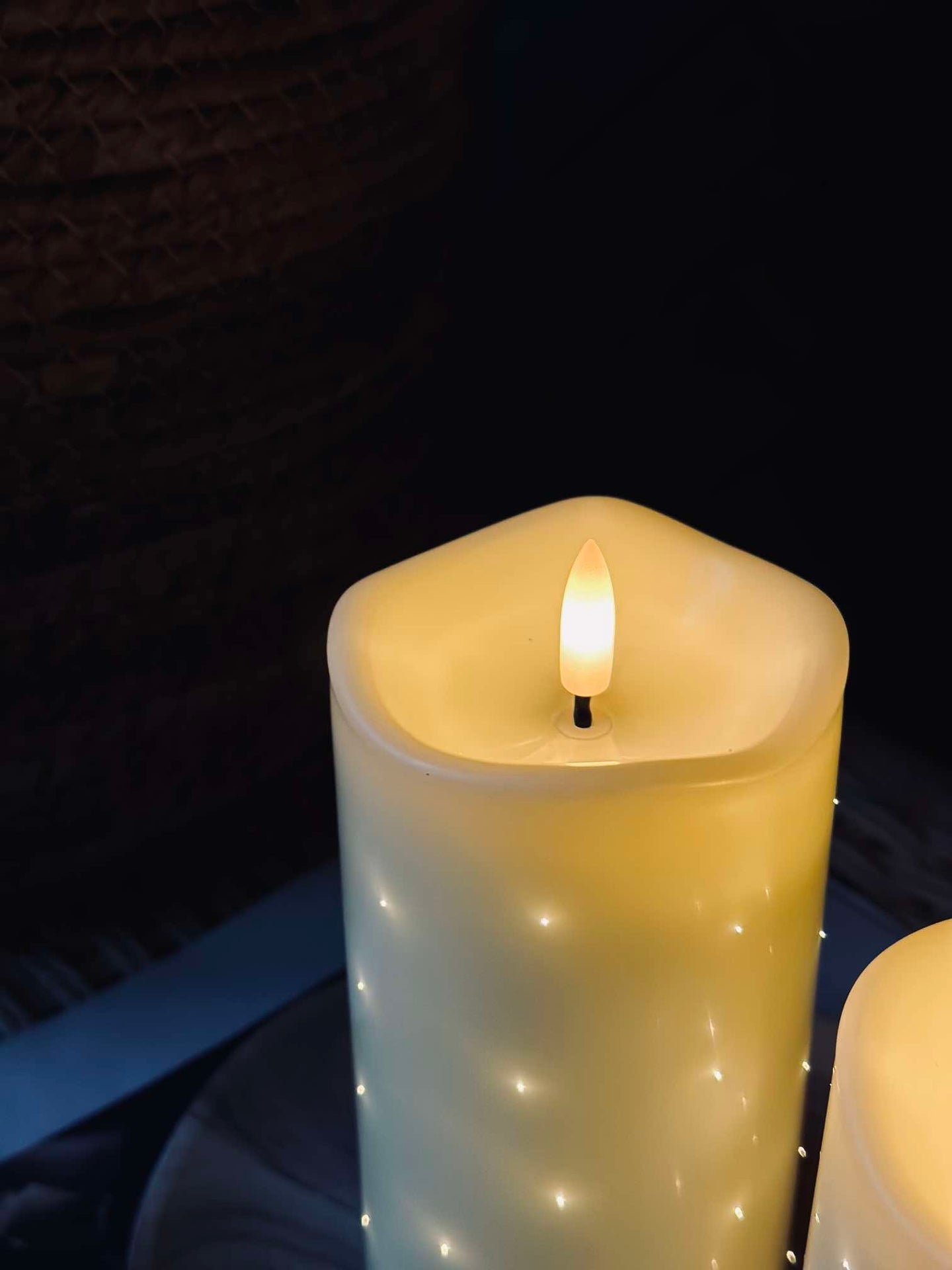 LED bloklys Twinkle - 15 cm - krem