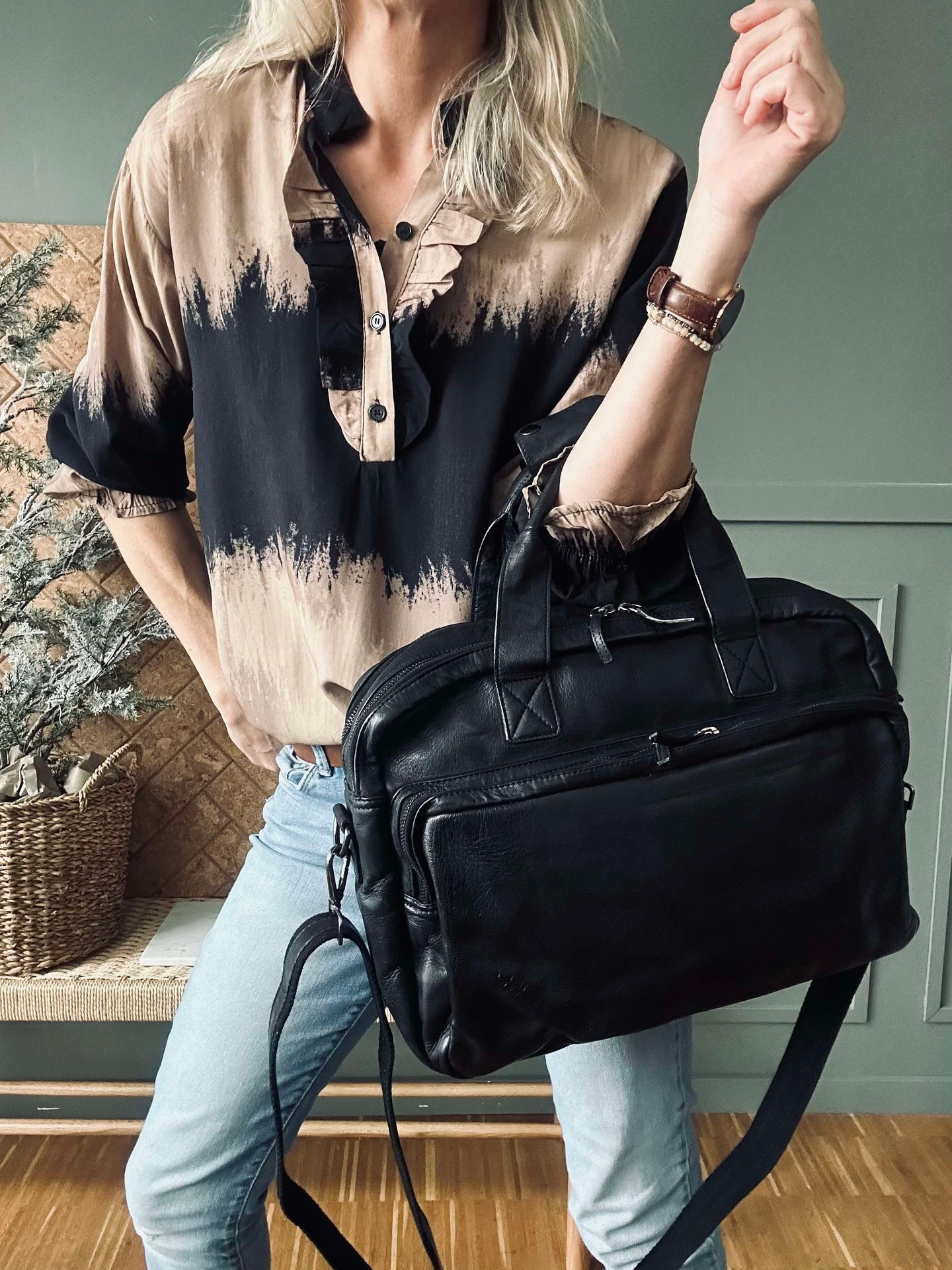 Arbeidsveske - Black Cow leather
