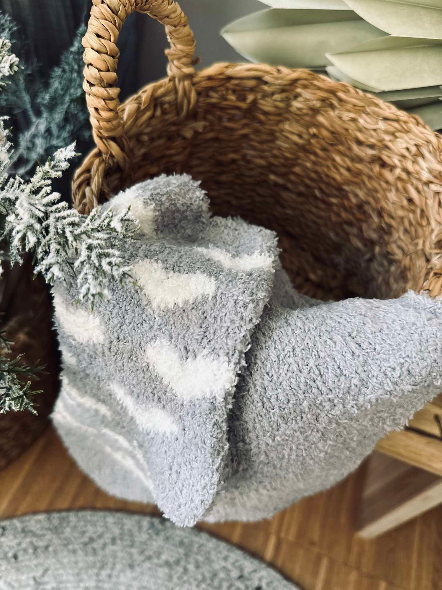 Sokker Fluffy Grey heart - Sett med 2 par