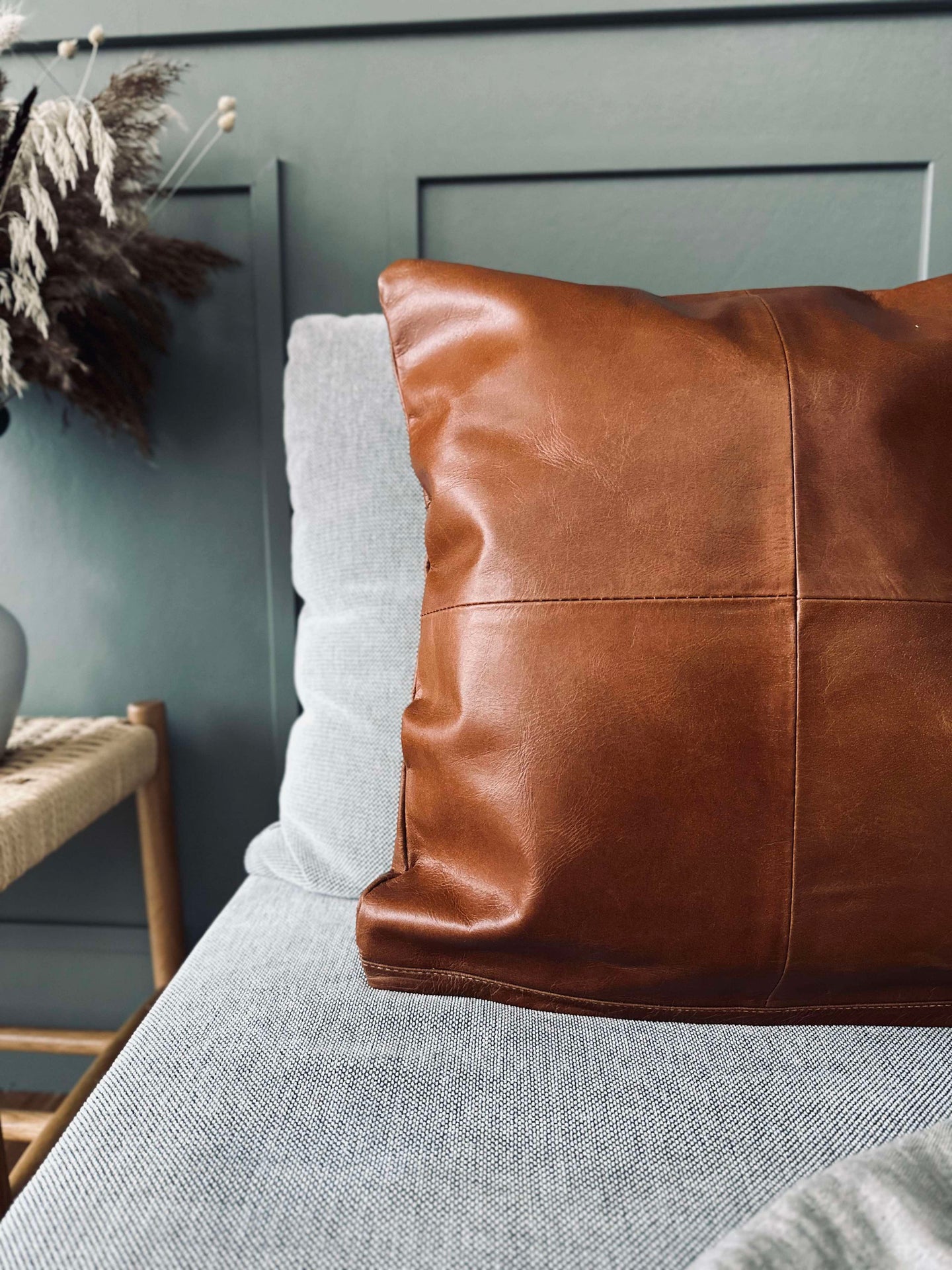Putetrekk Skinn - Cognac 45x45