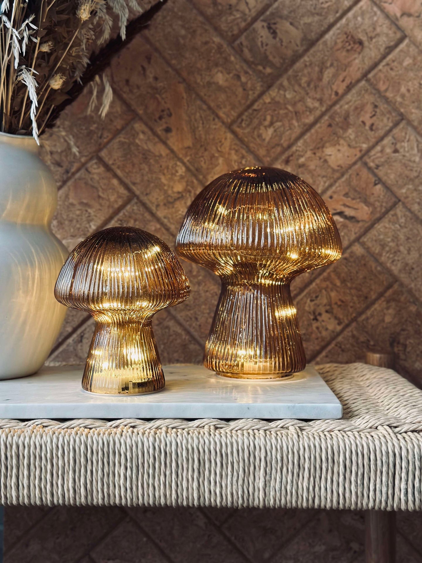 Mushroom med riller 15cm - Gyllen