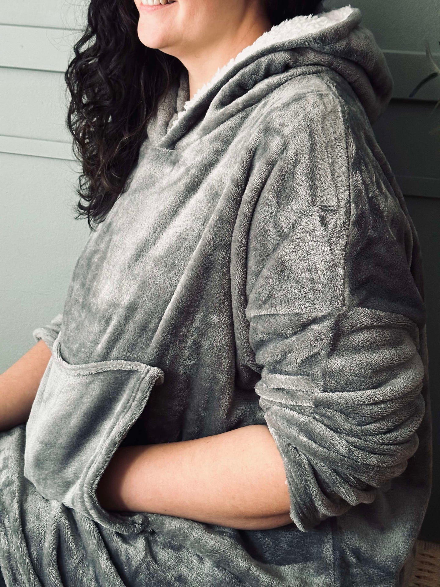 Hettegenser Fleece Grey - Oversize