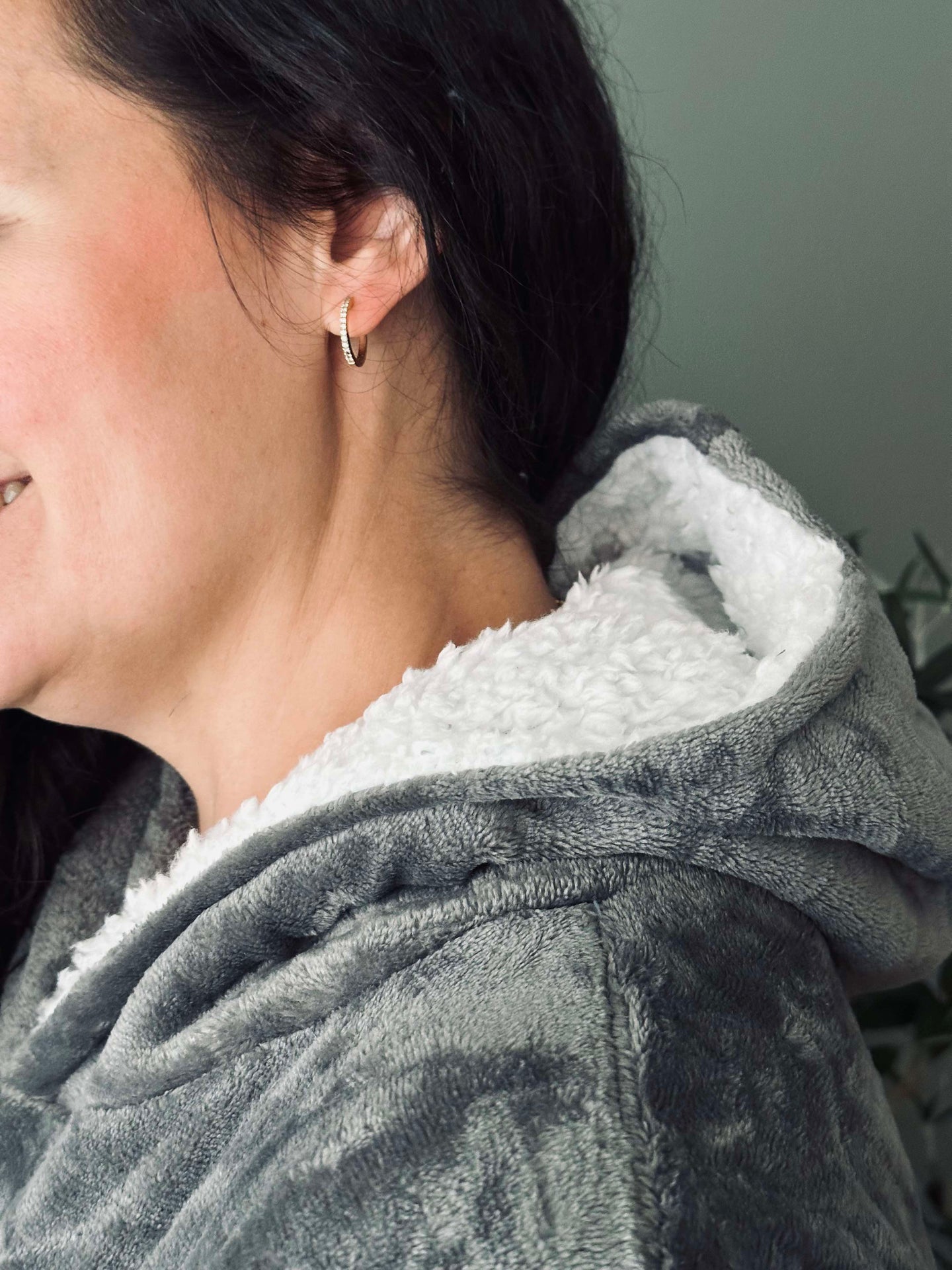 Hettegenser Fleece Grey - Oversize
