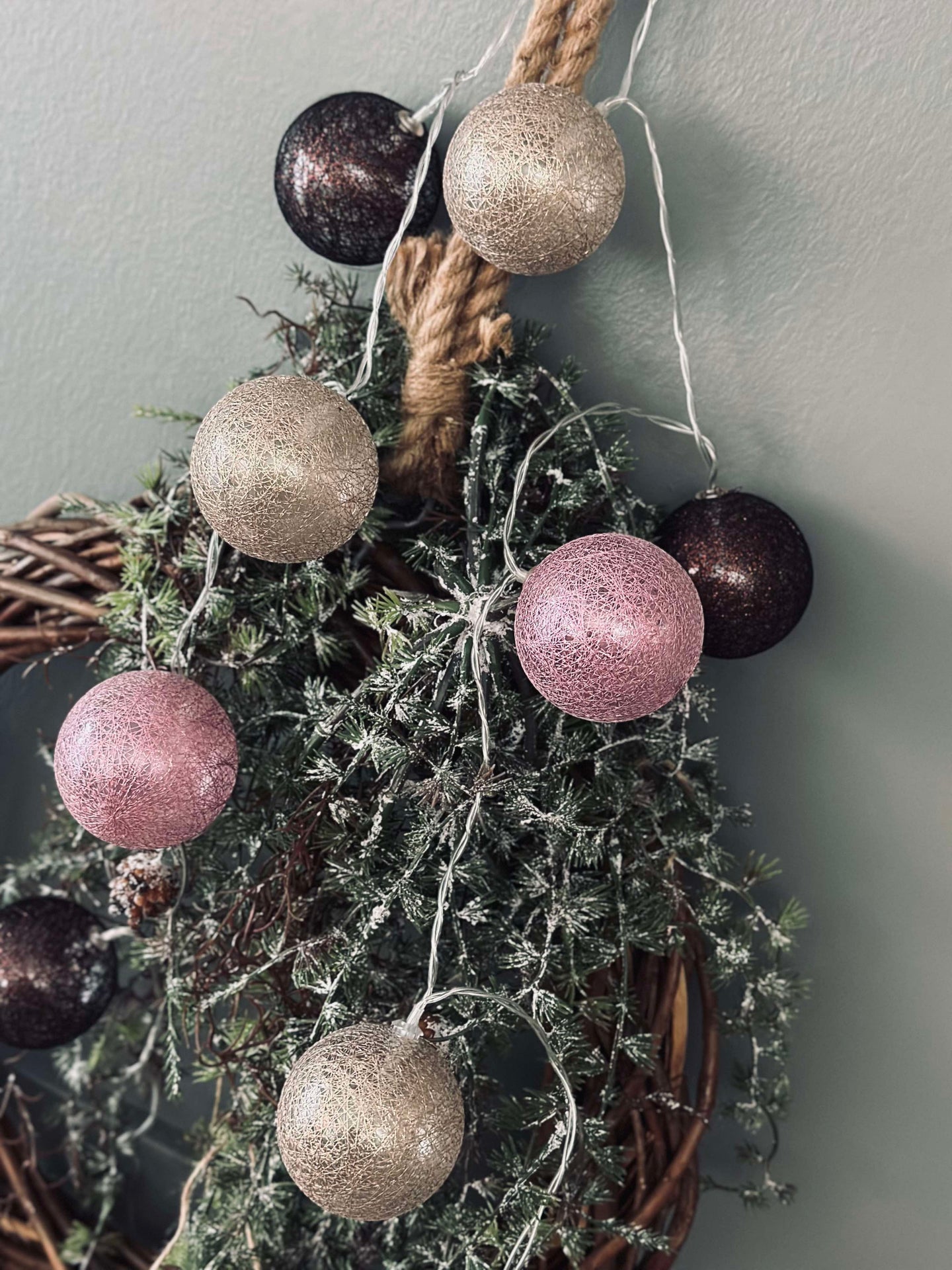 LED-lyslenke med 10 kuler - Rose