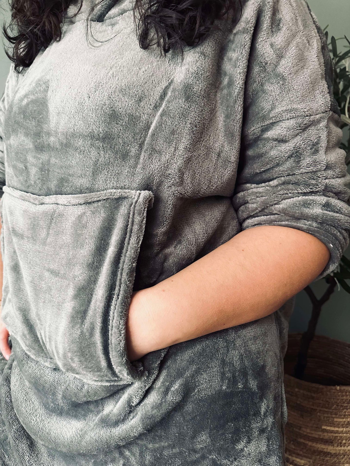 Hettegenser Fleece Grey - Oversize