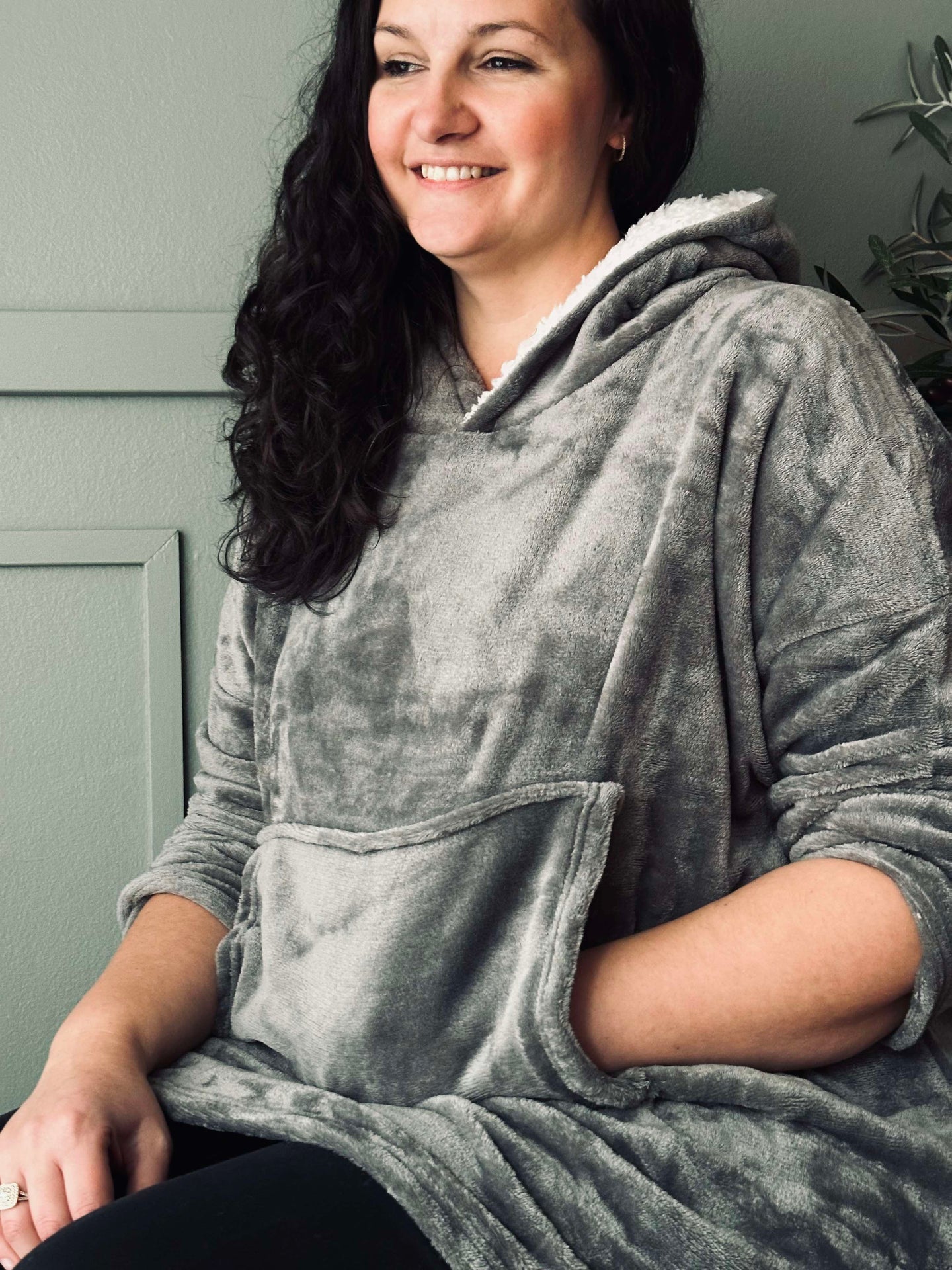 Hettegenser Fleece Grey - Oversize