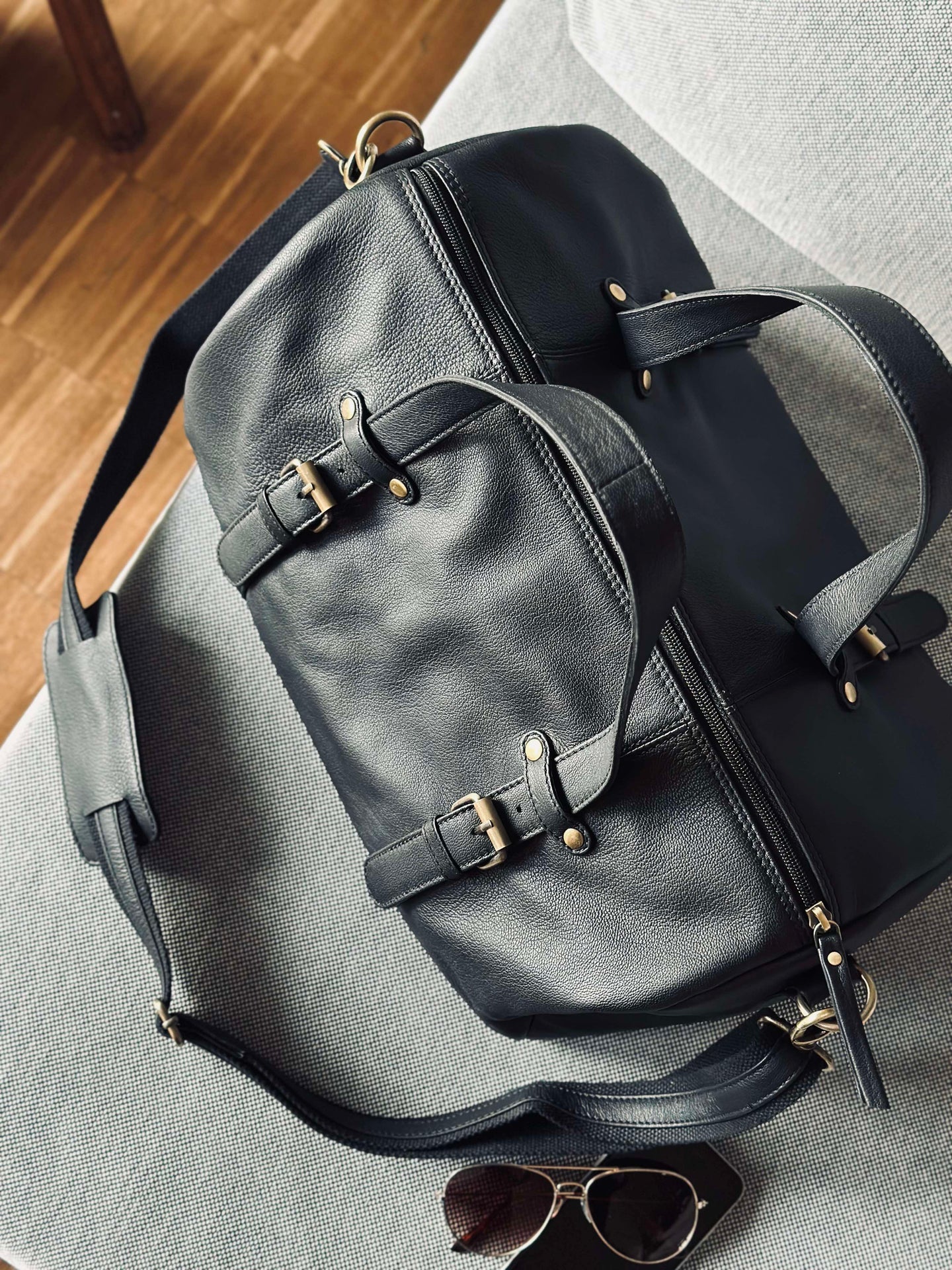 Treningstaske BLACK leather