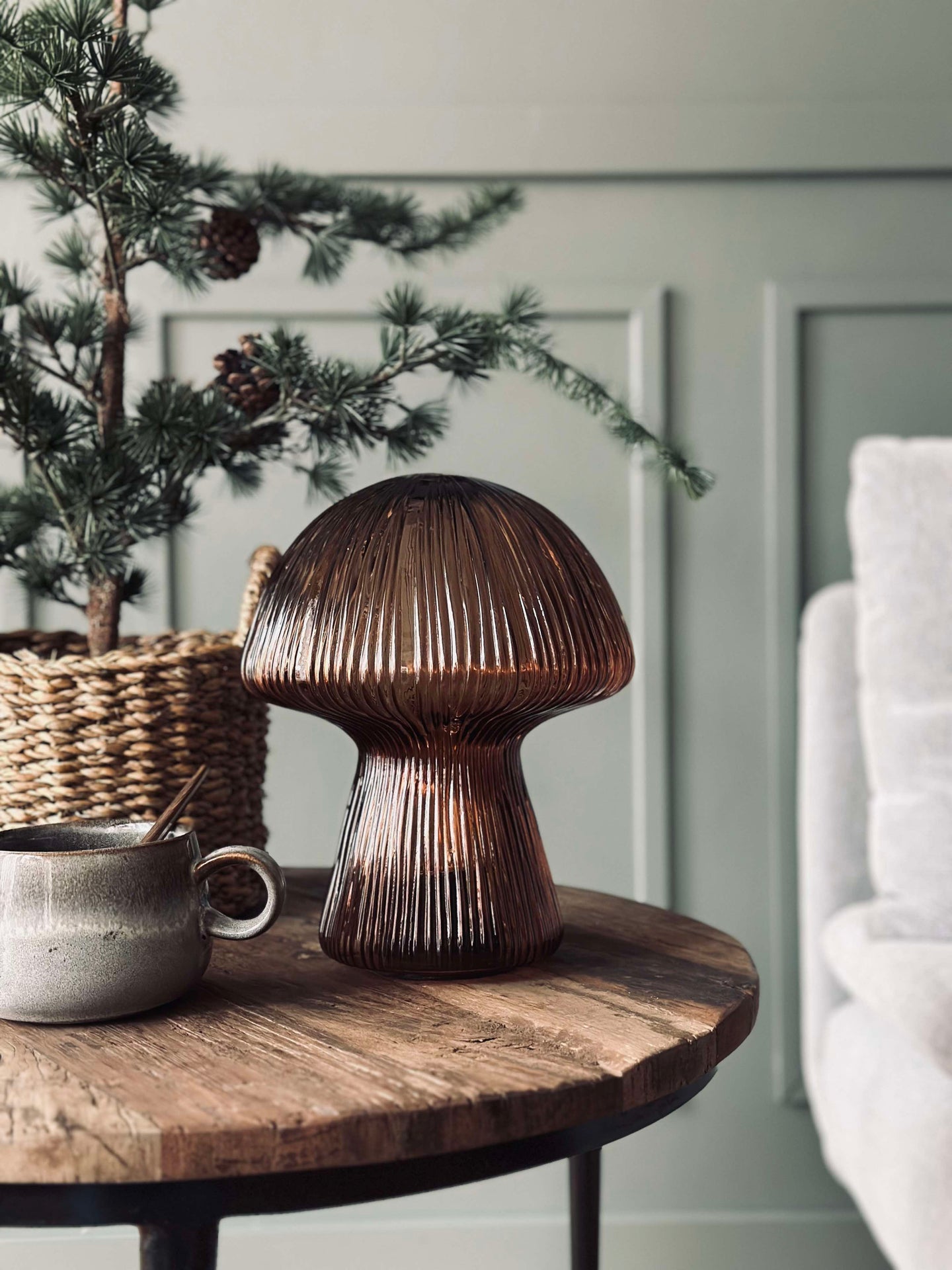 Mushroom med riller 25cm - Brun